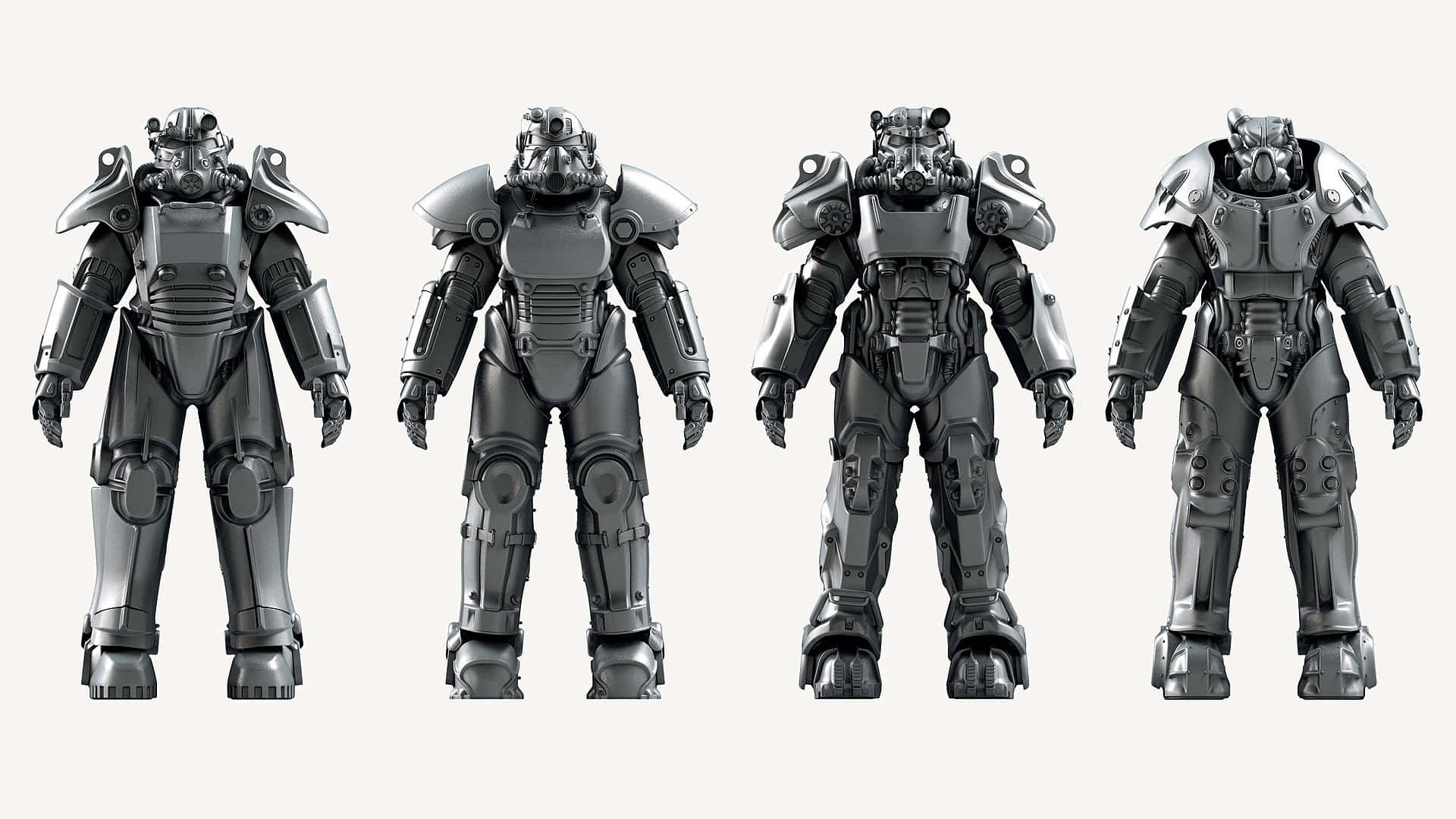 Fallout 4 Power Armor, gray, four identical, Full HD Desktop Wallpaper