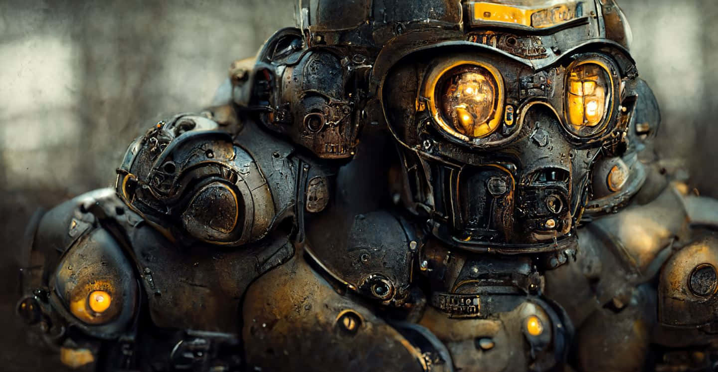 Fallout 4 Power Armor, glowing amber eyes, weathered metal plating, HD Desktop Wallpaper