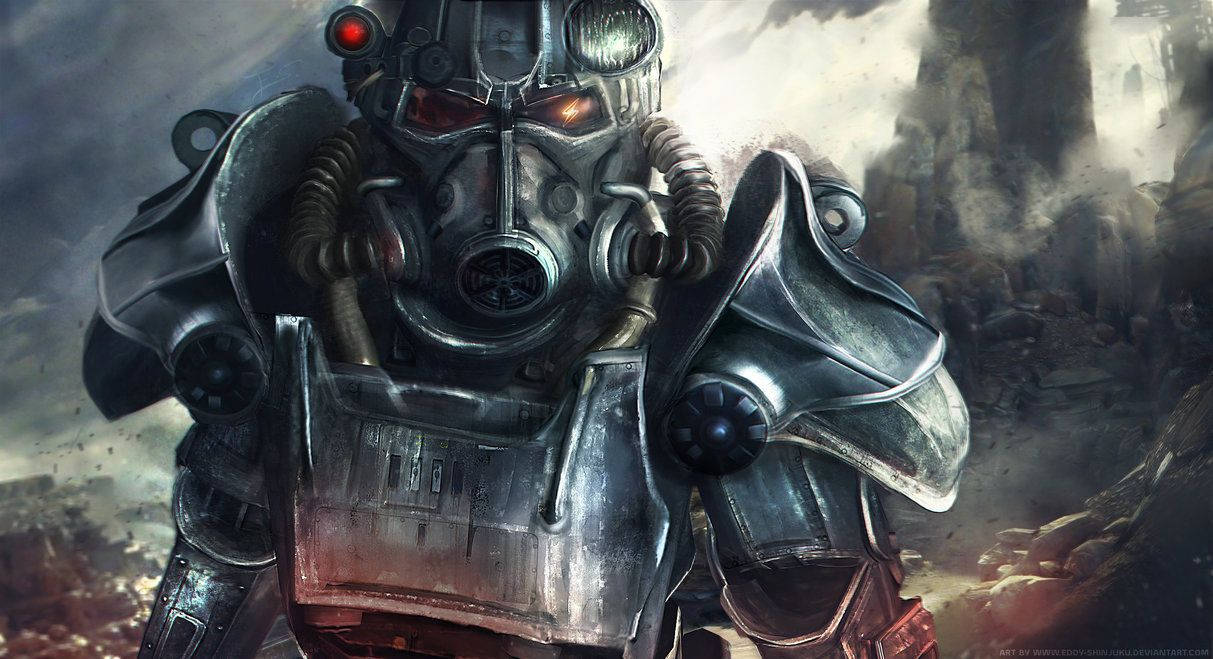 Power Armor, Fallout 4, glowing red eyes, SD Desktop Wallpaper