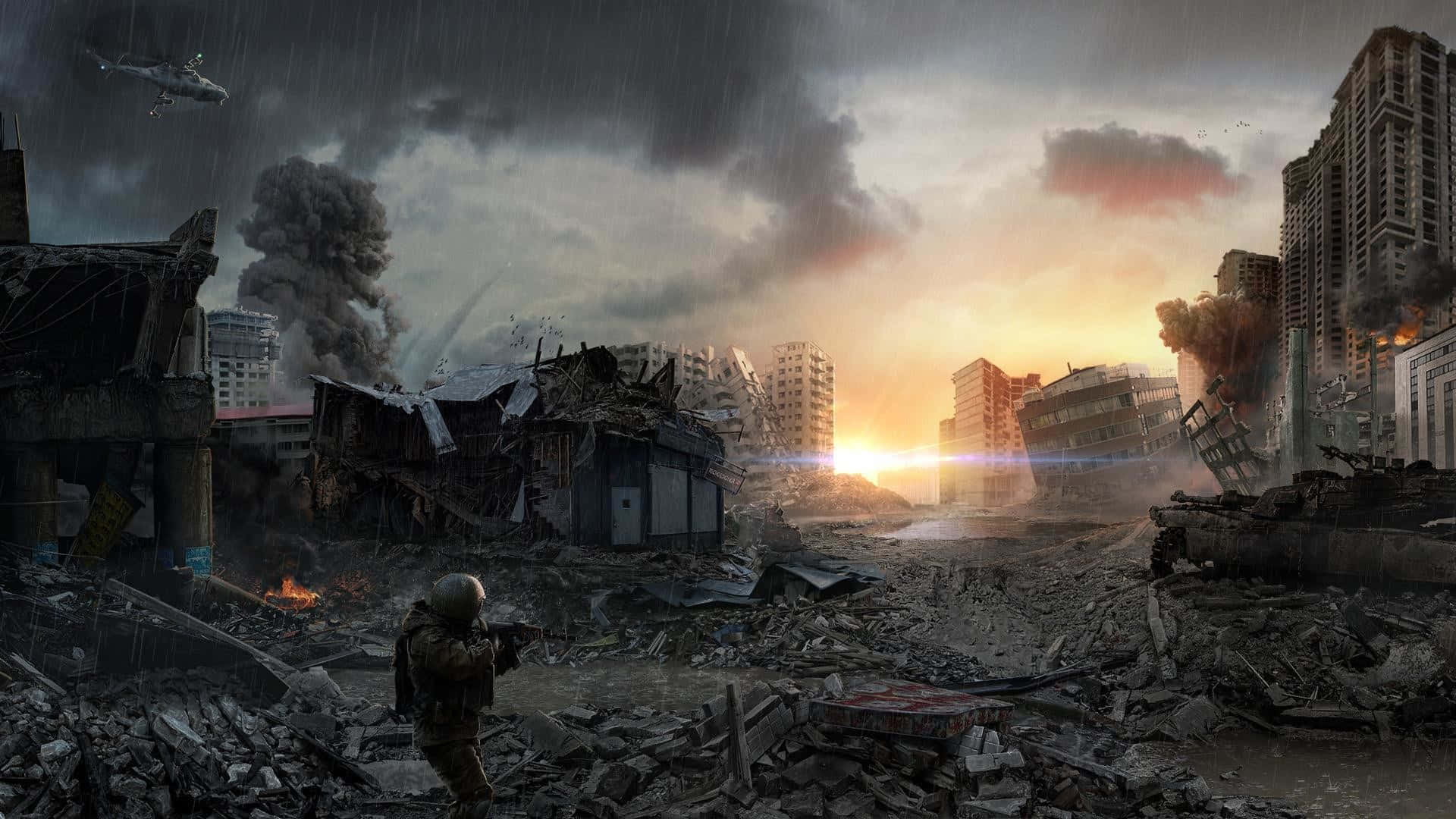 Fallout 4, Wasteland, sunset, Full HD Desktop Wallpaper