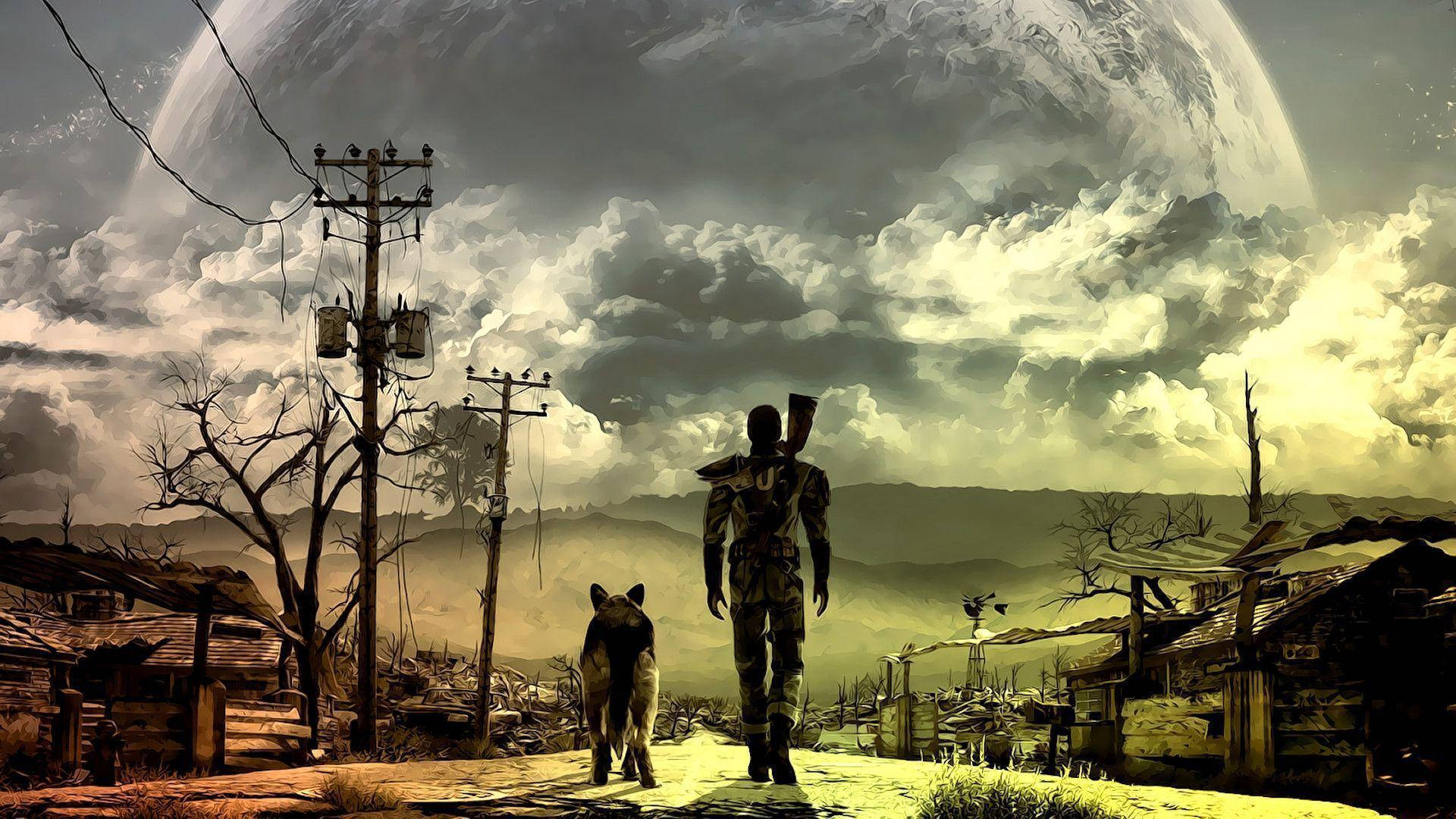 Fallout, The Wasteland, lone soldier, Full HD Desktop Wallpaper