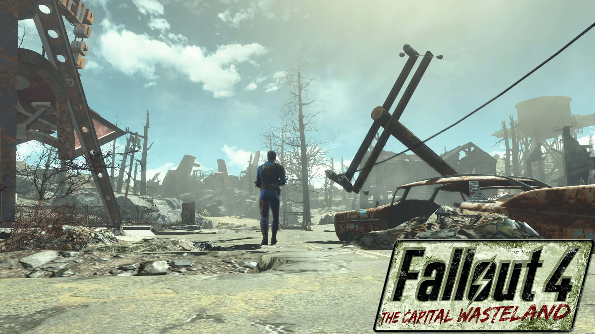 Fallout 4, The Capital Wasteland, rusted cars, Full HD Desktop Wallpaper