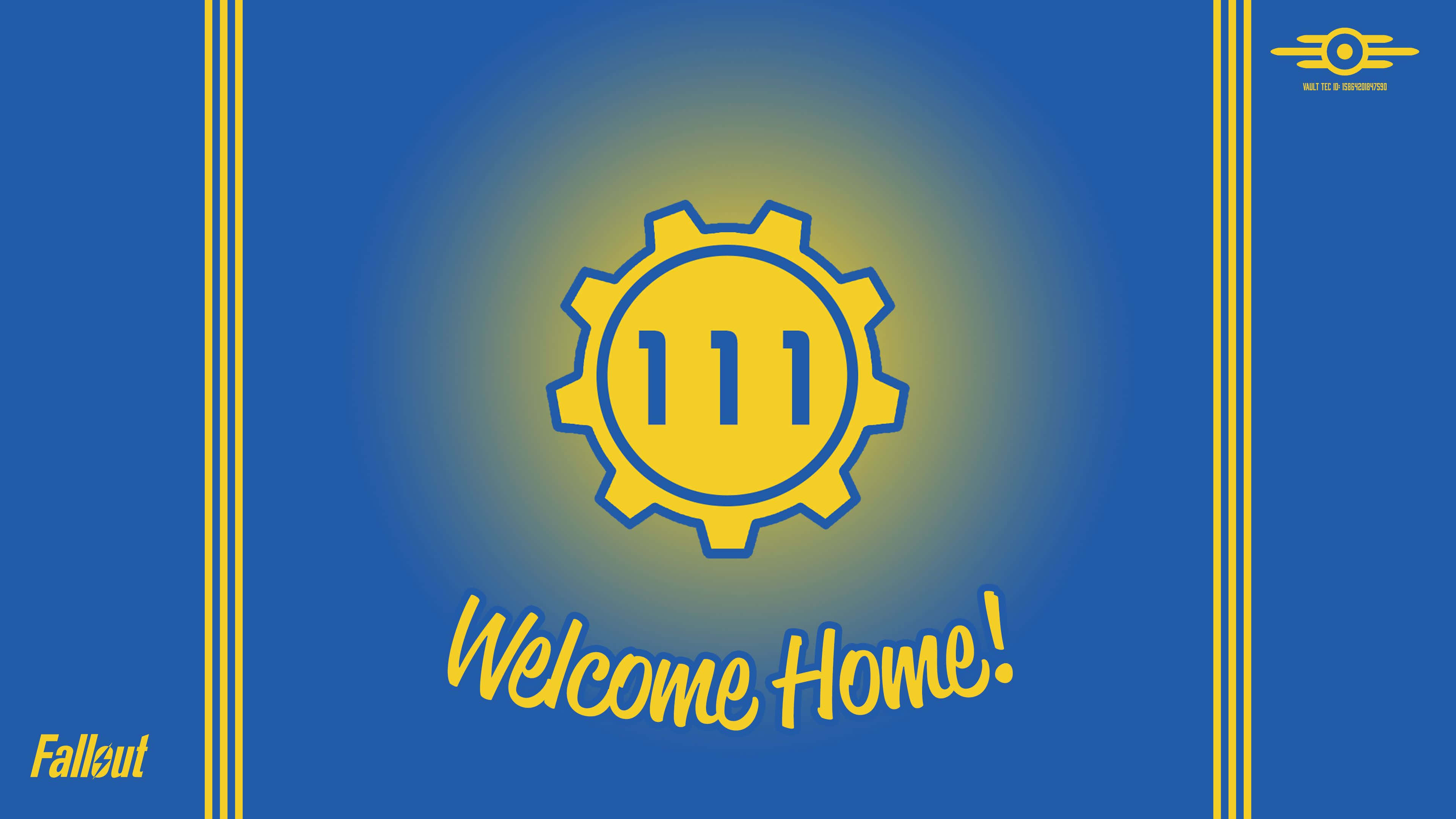 Fallout 4, Vault 111, glowing yellow Vault 111 logo, 4K Desktop Wallpaper