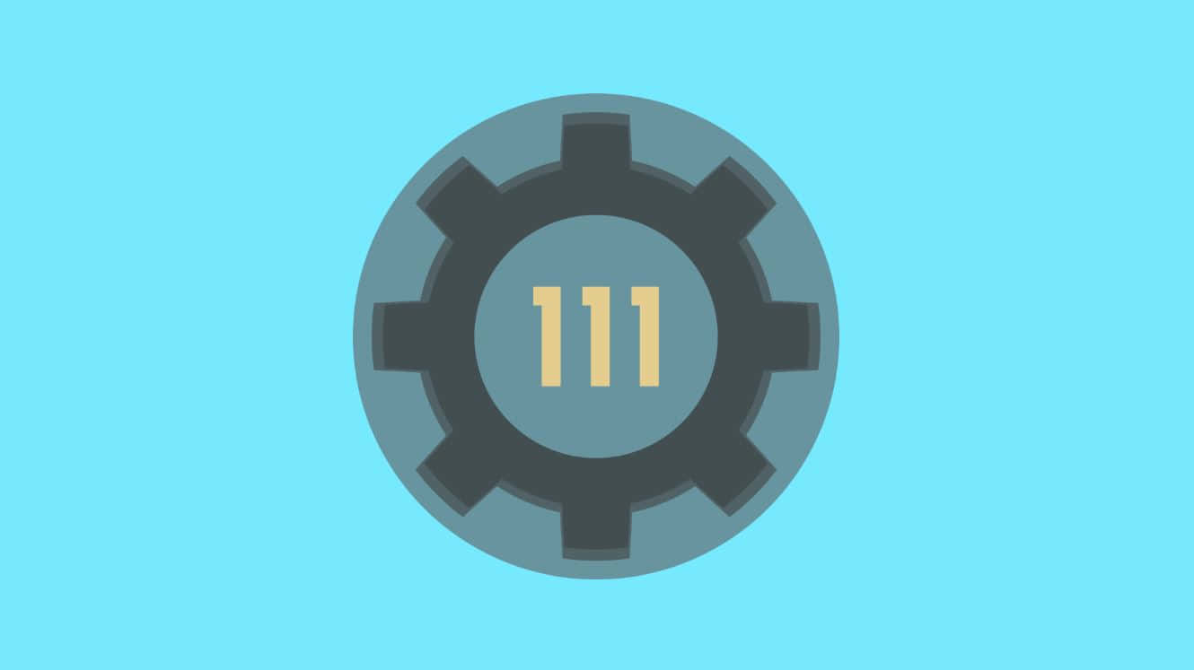 Fallout 4 Vault, light blue background, dark gray gear icon, HD Desktop Wallpaper