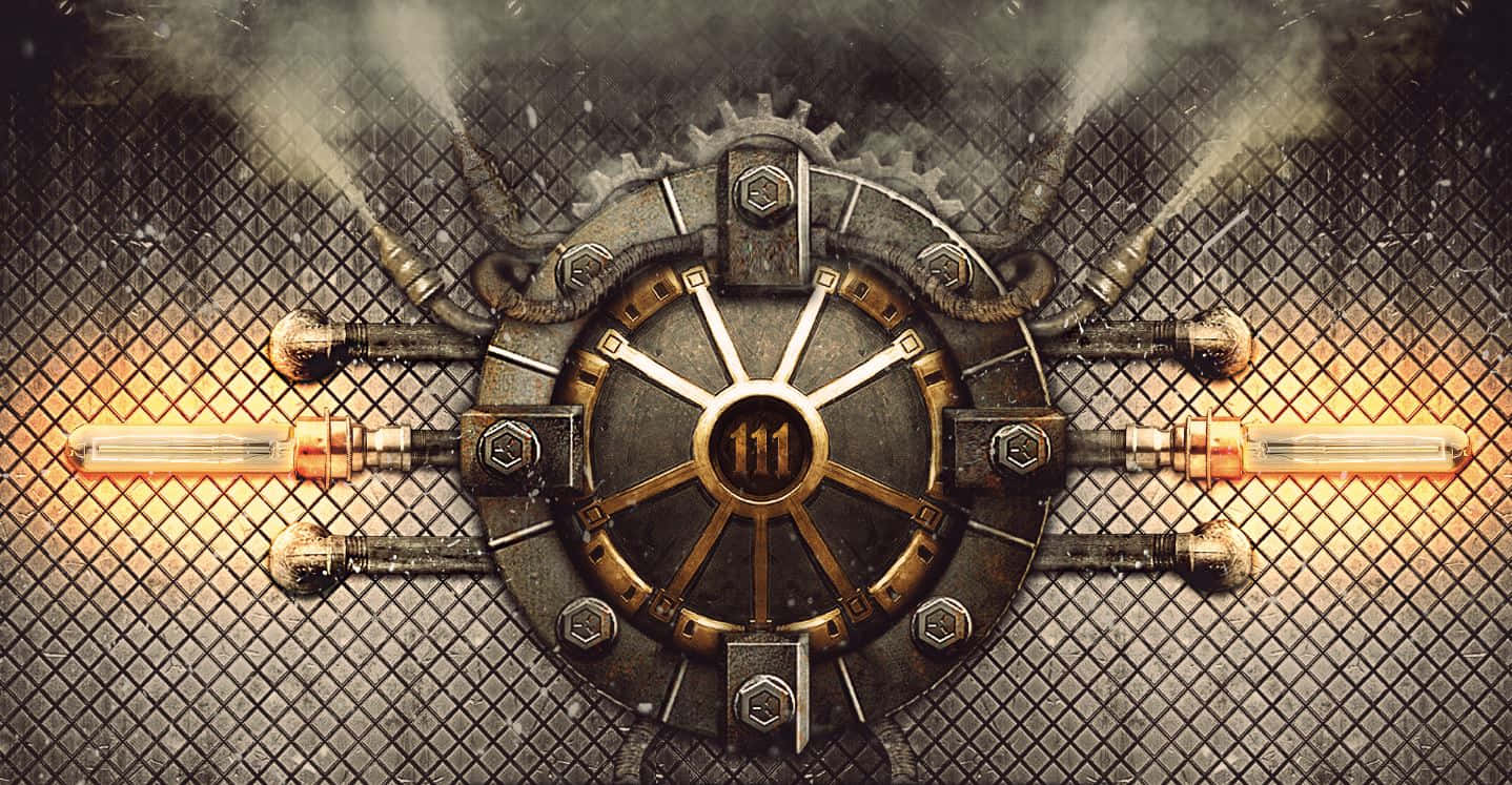 Fallout 4 Vault, steampunk gear, glowing tubes, HD Desktop Wallpaper