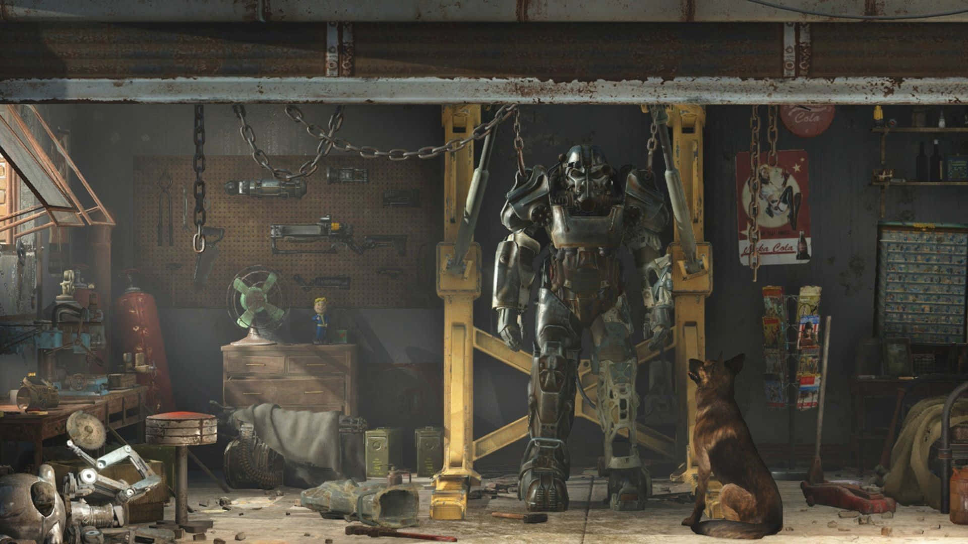 Fallout 4, power armor, workshop, Full HD Desktop Wallpaper