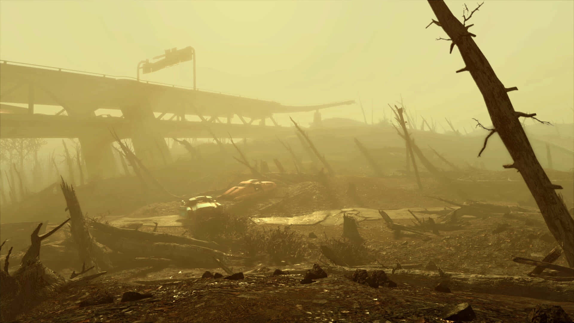 Fallout 4, wasteland, ruined bridge, Full HD Desktop Wallpaper