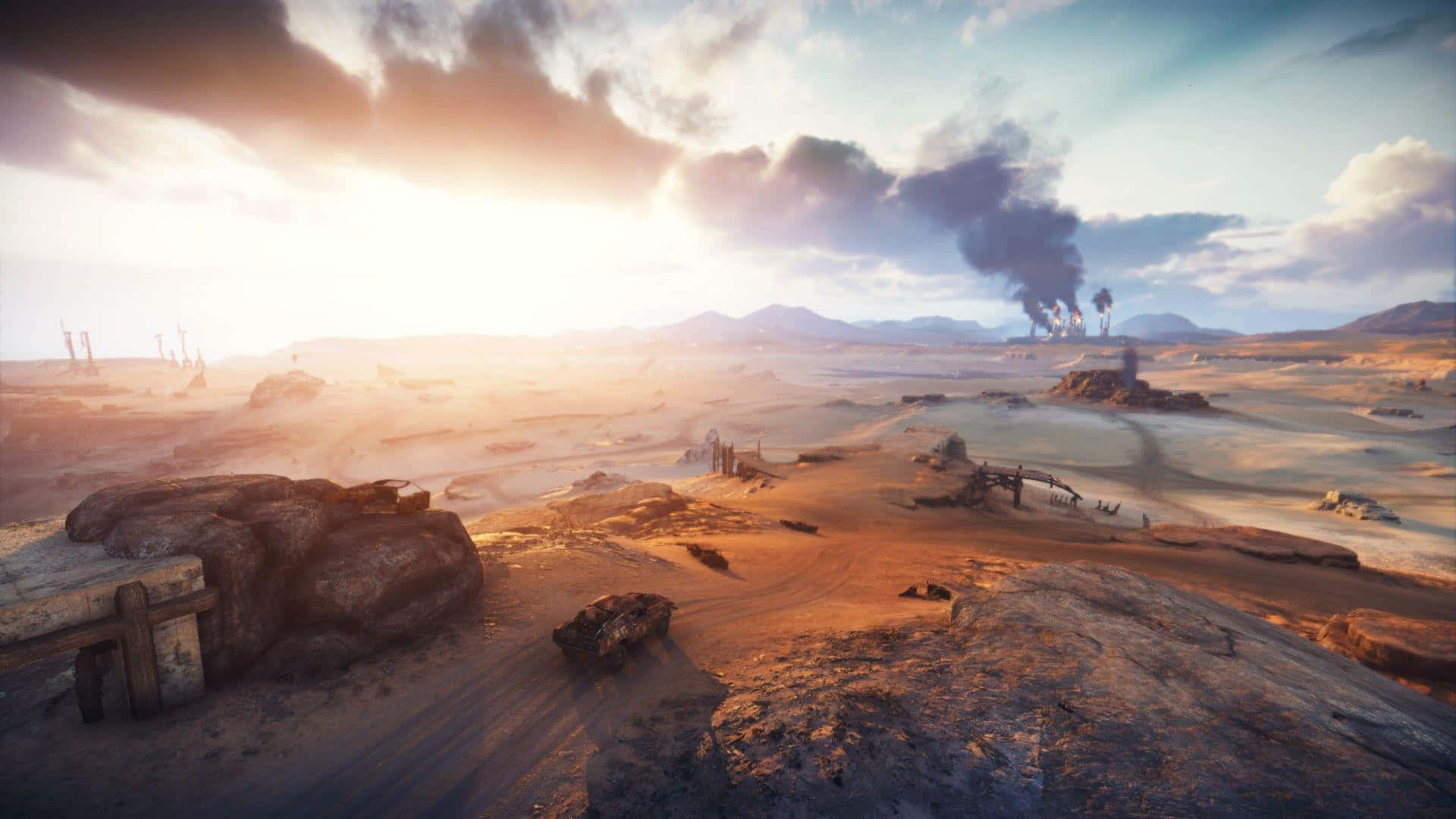 Fallout 4 Wasteland, golden sunset, desert wasteland, Full HD Desktop Wallpaper