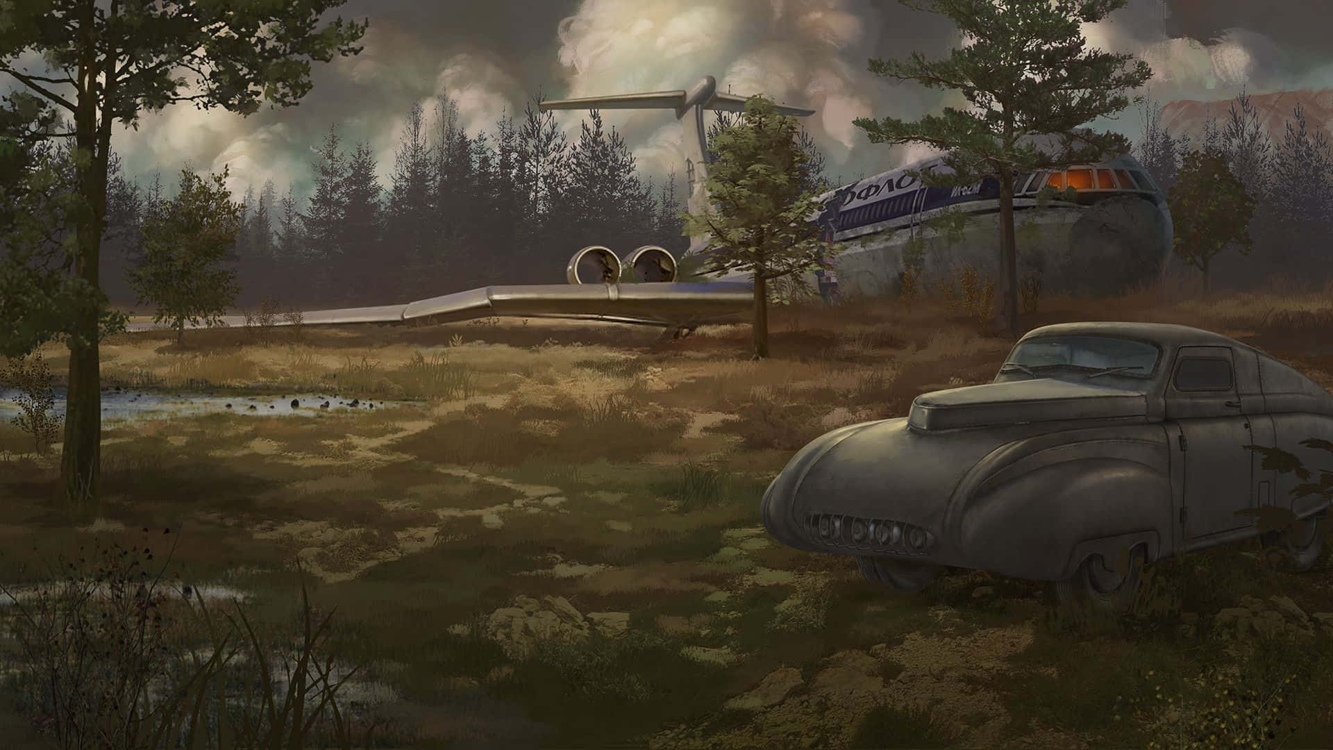 Fallout 4, Wasteland, crashed airplane, Full HD Desktop Wallpaper