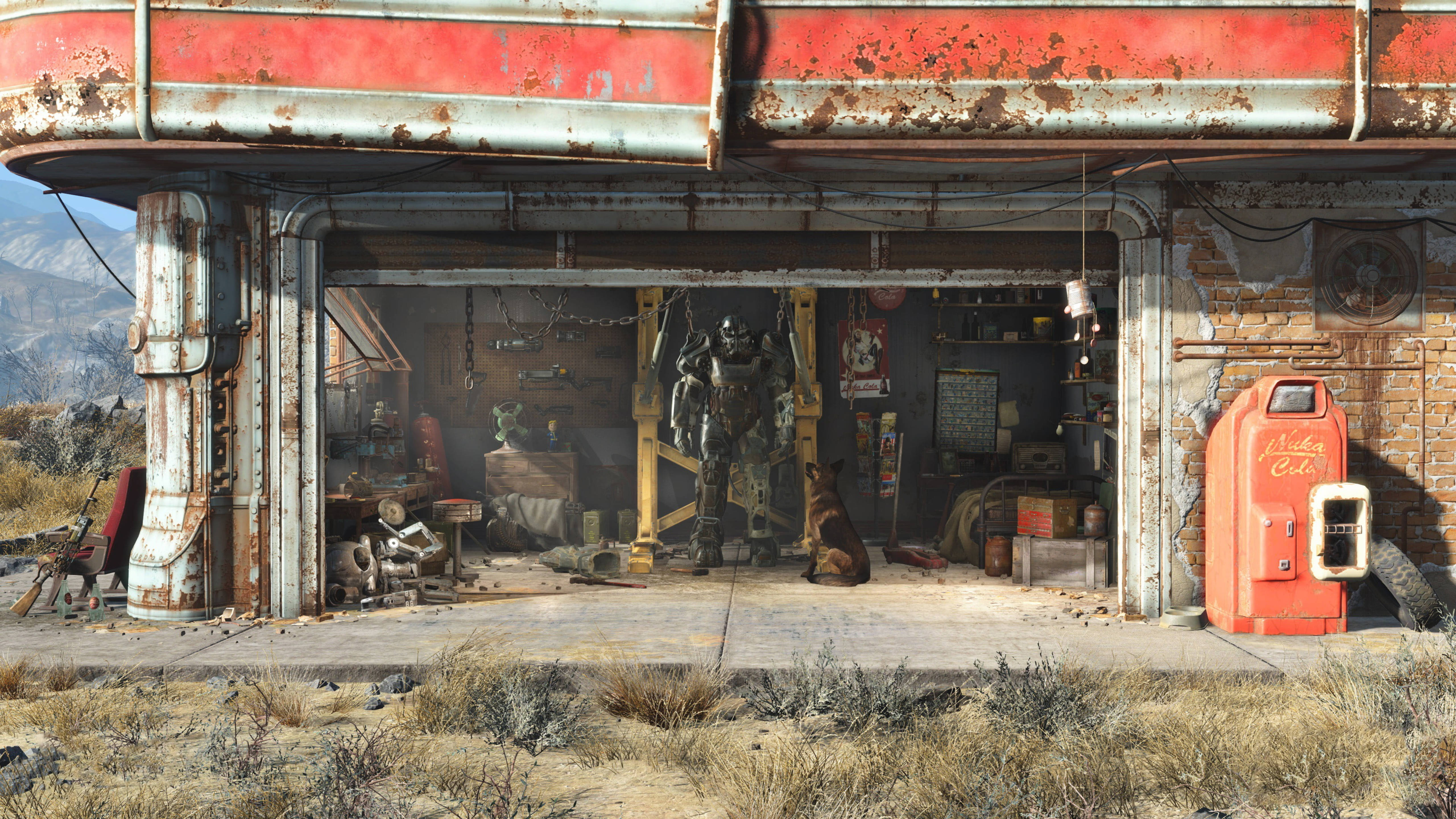 Fallout 4, dog, power armor suit, 5K Desktop Wallpaper