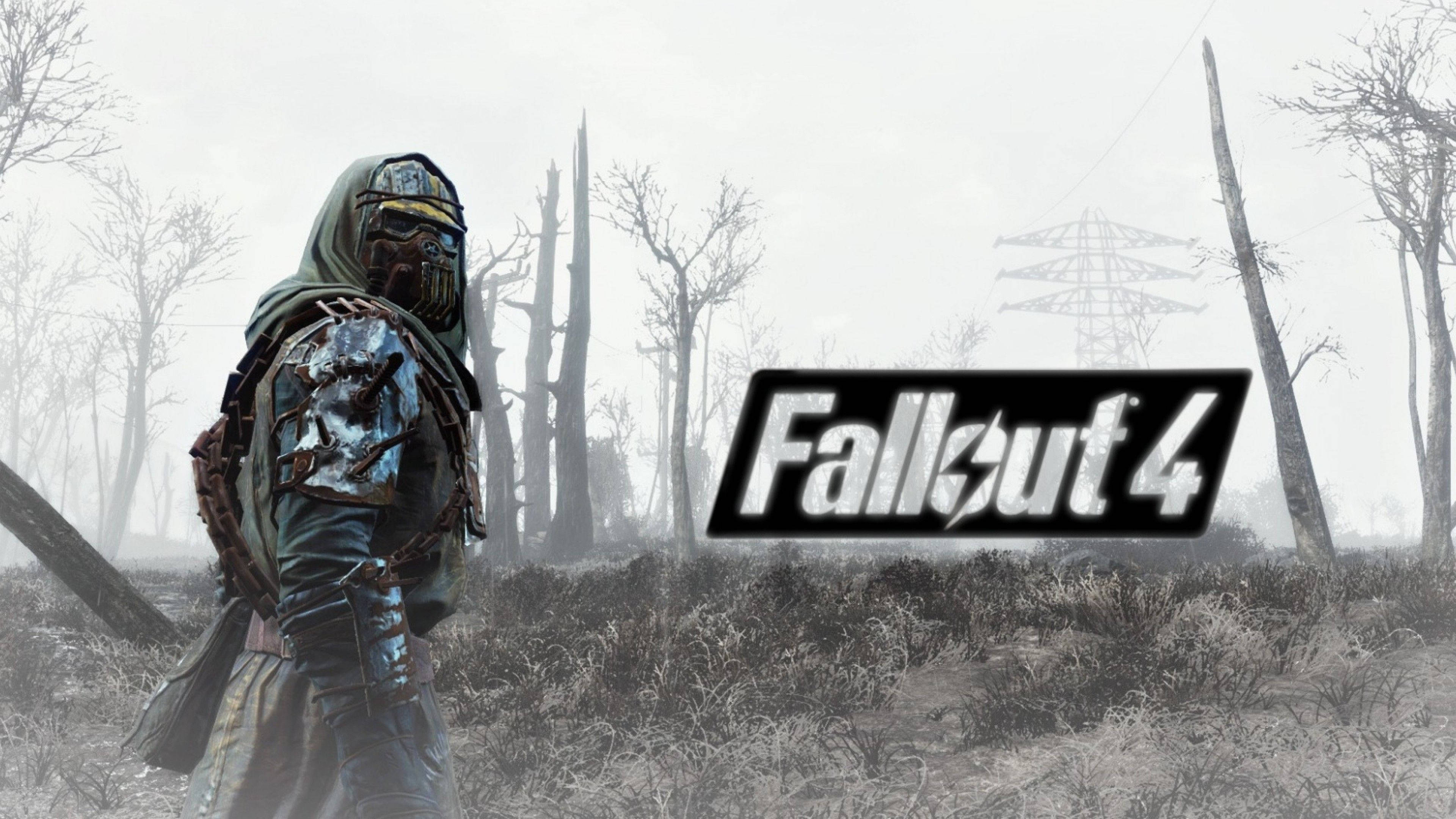 Fallout 4, hooded wasteland survivor, ash-covered field, 4K Desktop Wallpaper