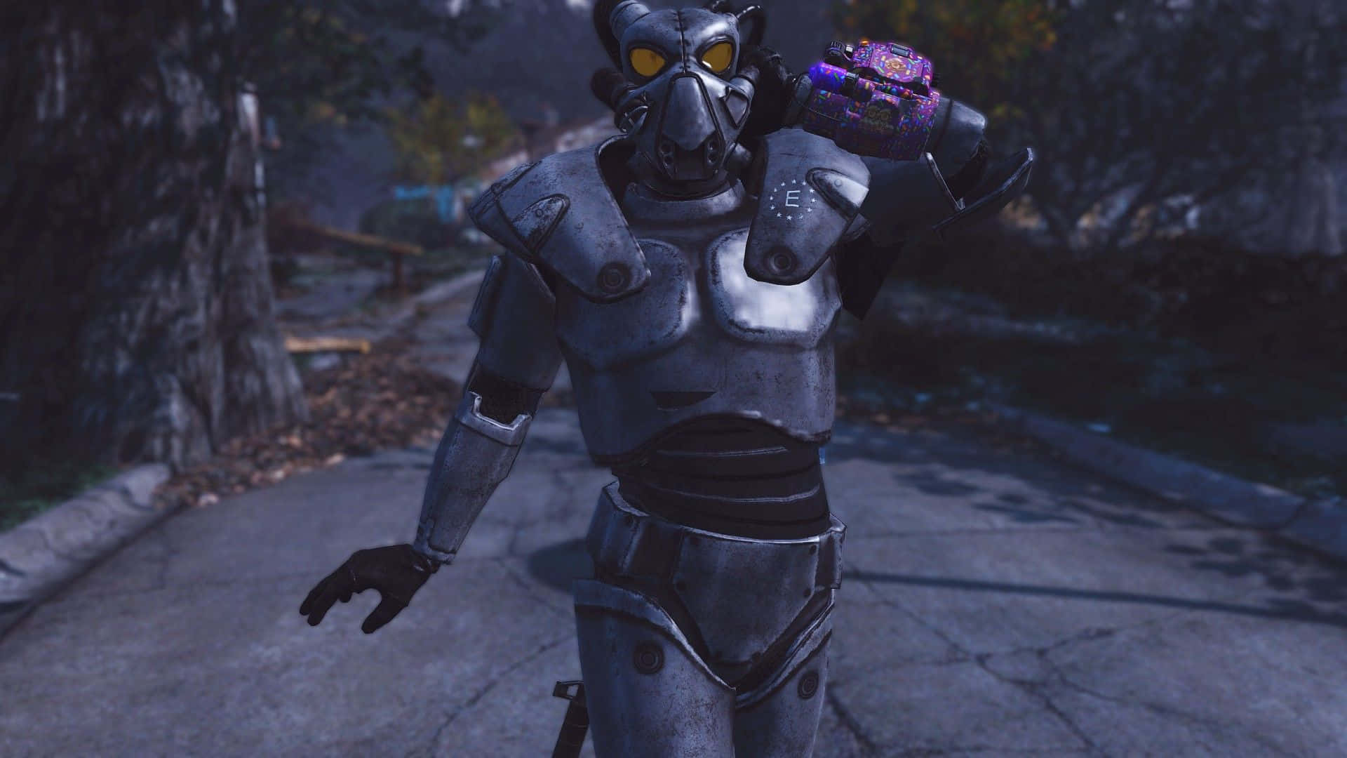 Fallout Enclave, cybernetic humanoid, weathered silver armor, Full HD Desktop Wallpaper