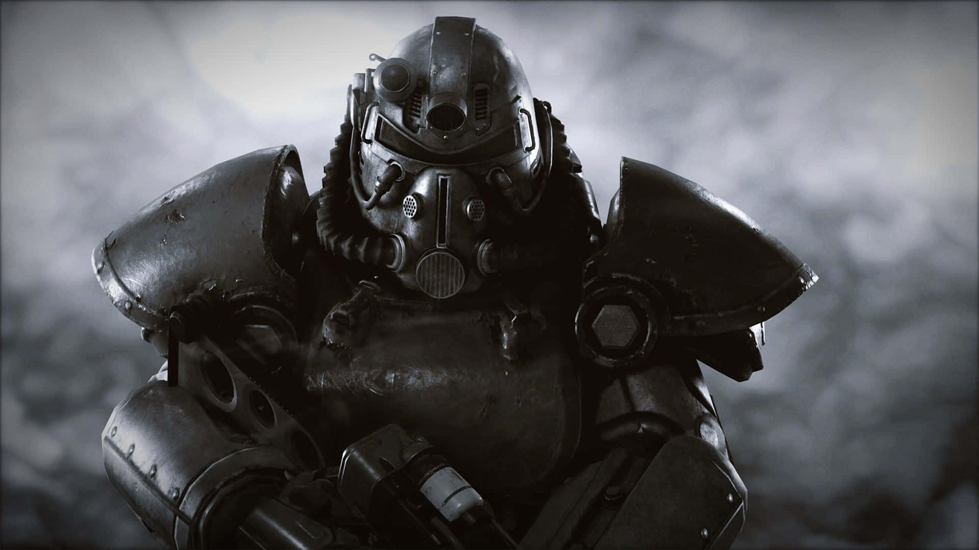Fallout Enclave, power armor, smoky gray environment, Full HD Desktop Wallpaper