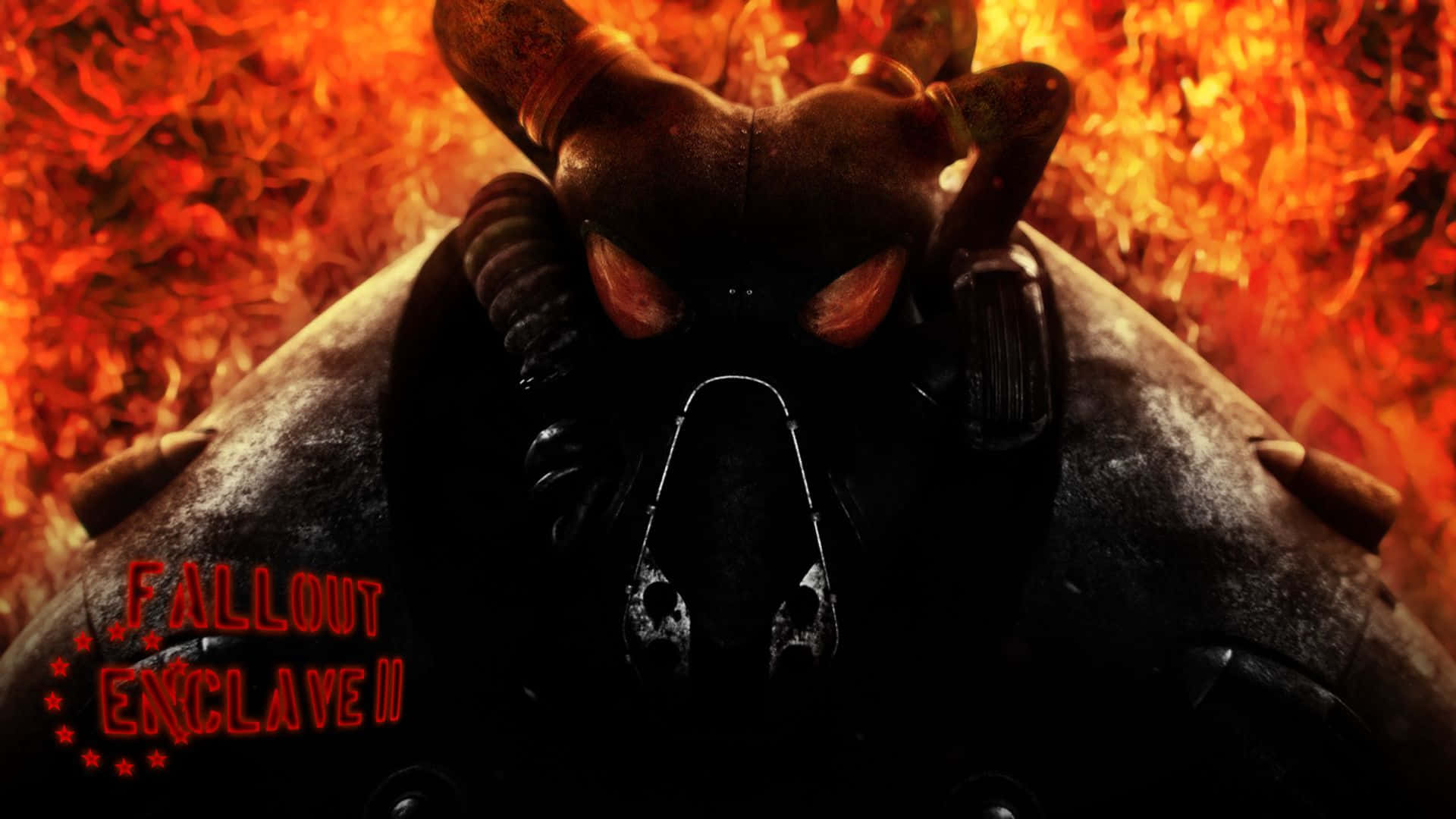 Fallout Enclave, glowing eyes, roaring flames, Full HD Desktop Wallpaper