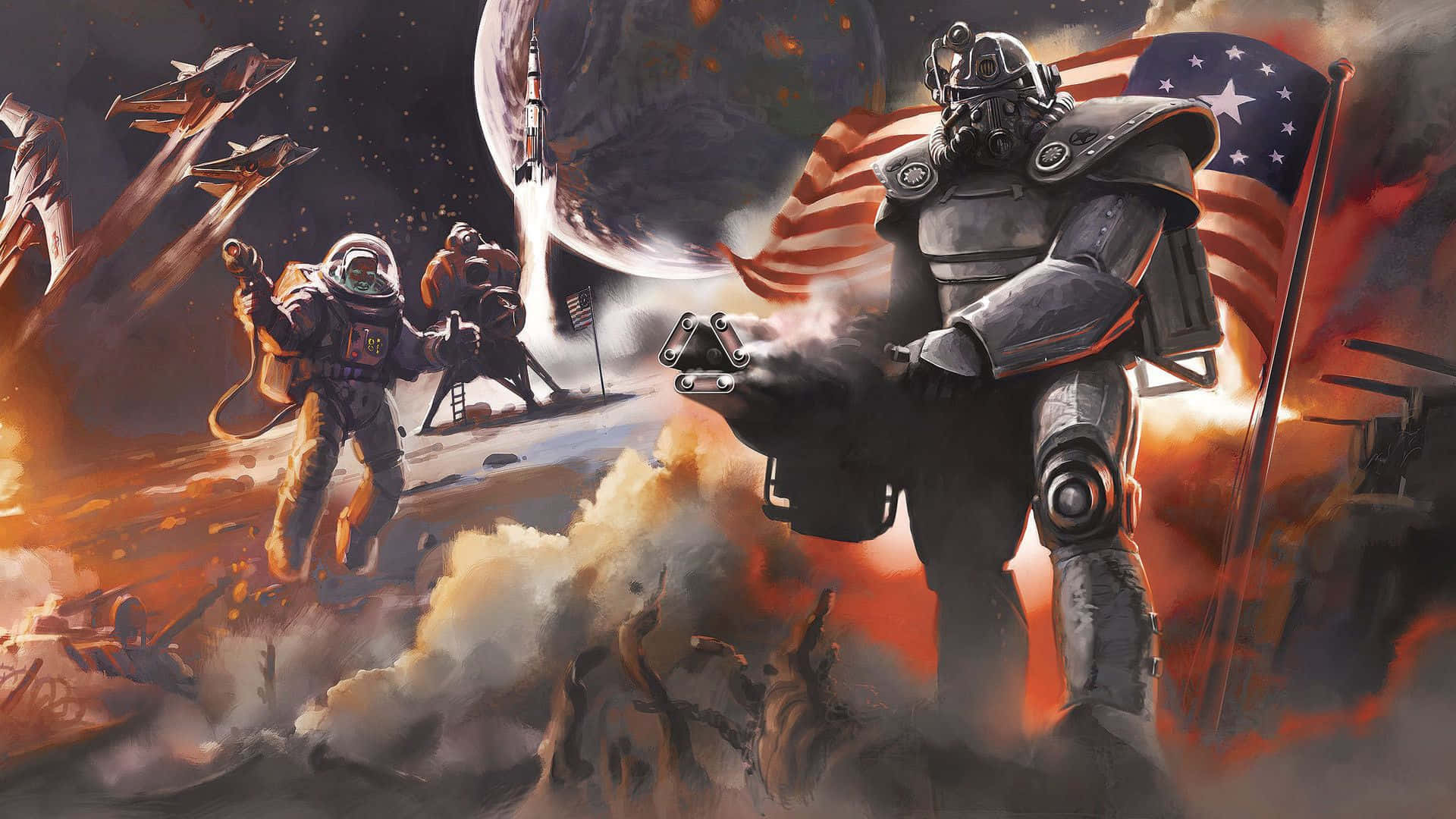 Fallout Enclave, Enclave, armored soldiers, Full HD Desktop Wallpaper