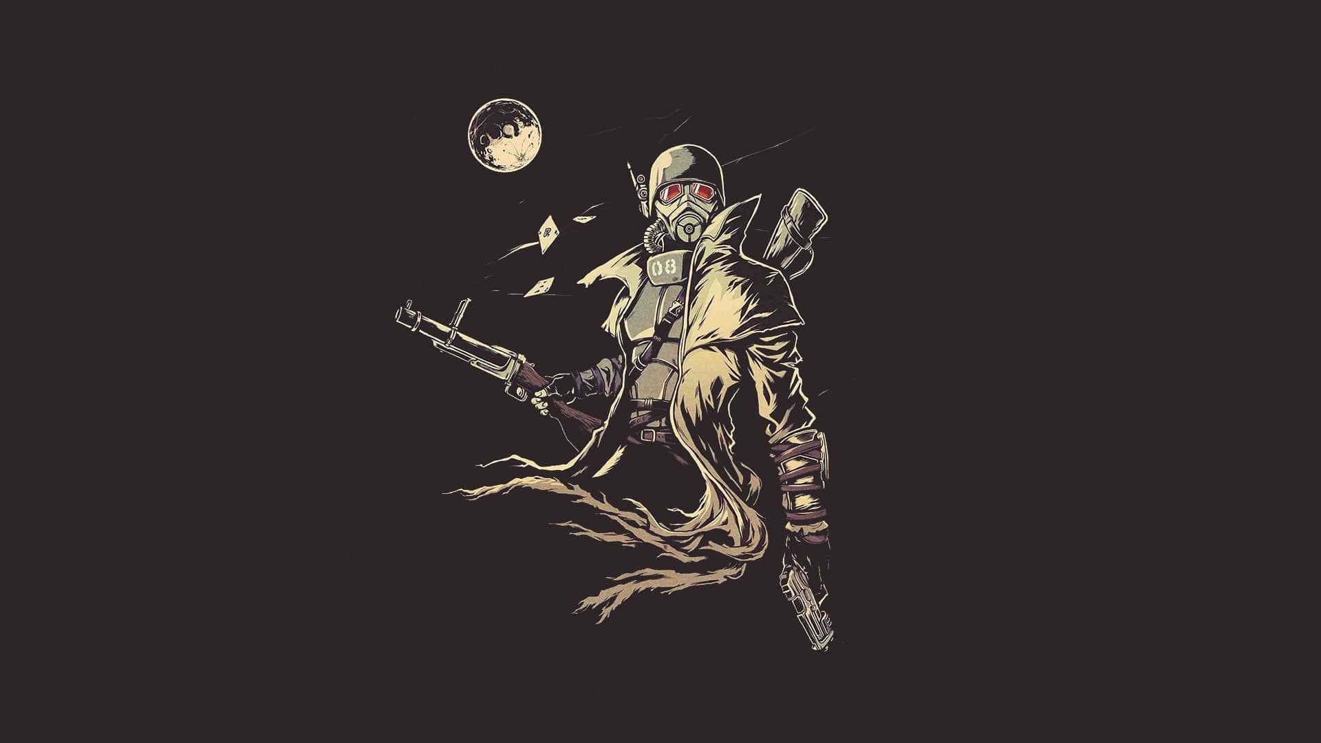 Fallout Enclave, glowing red eyes, flowing cape, Full HD Desktop Wallpaper