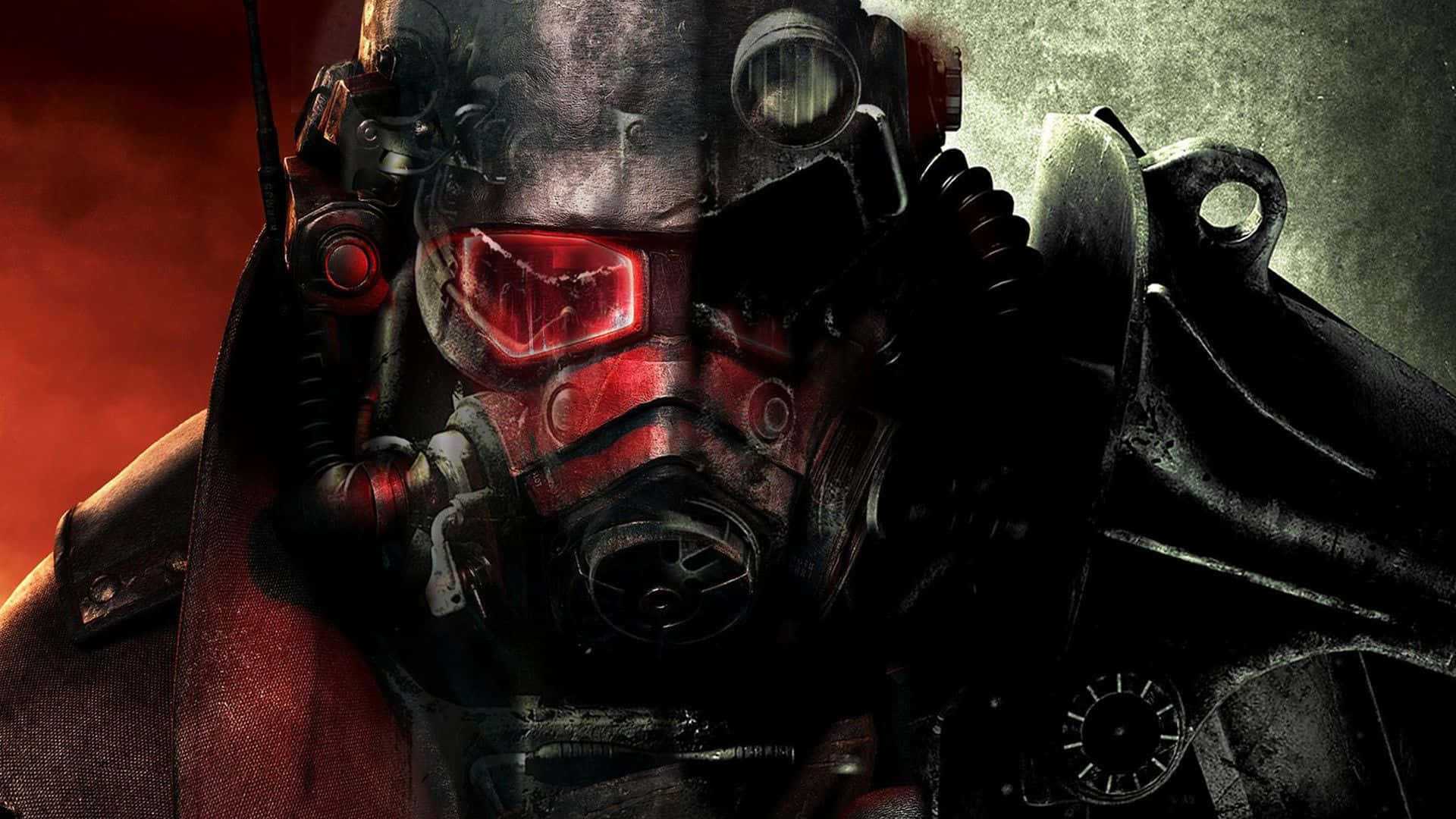 Fallout 3, heavily armored figure, glowing red eyes, Full HD Desktop Wallpaper