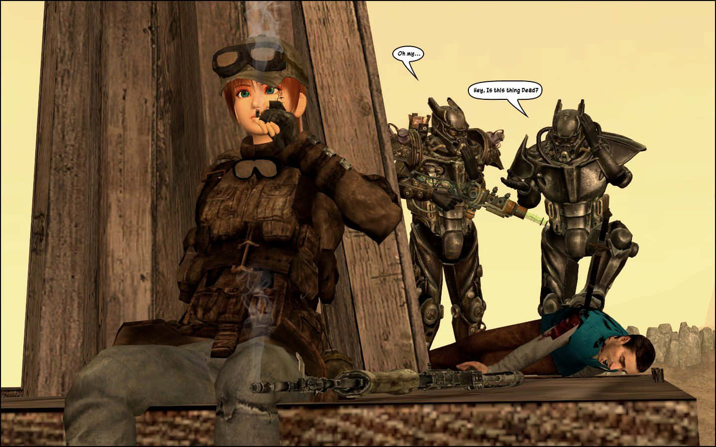 Fallout Enclave, tactical gear, armored figures, HD Desktop Wallpaper