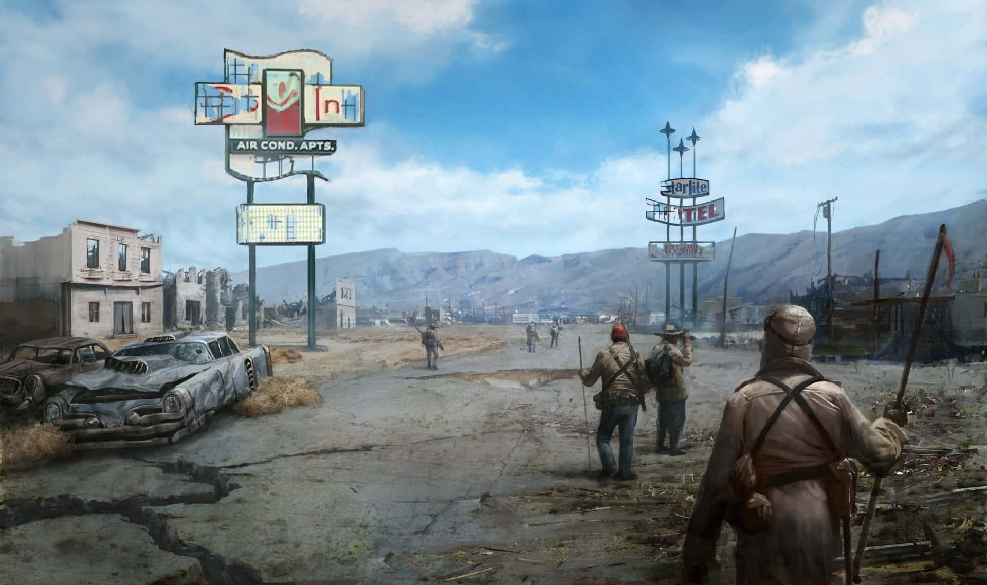 Fallout New Vegas, post-apocalyptic world, desolate town, Full HD Desktop Wallpaper