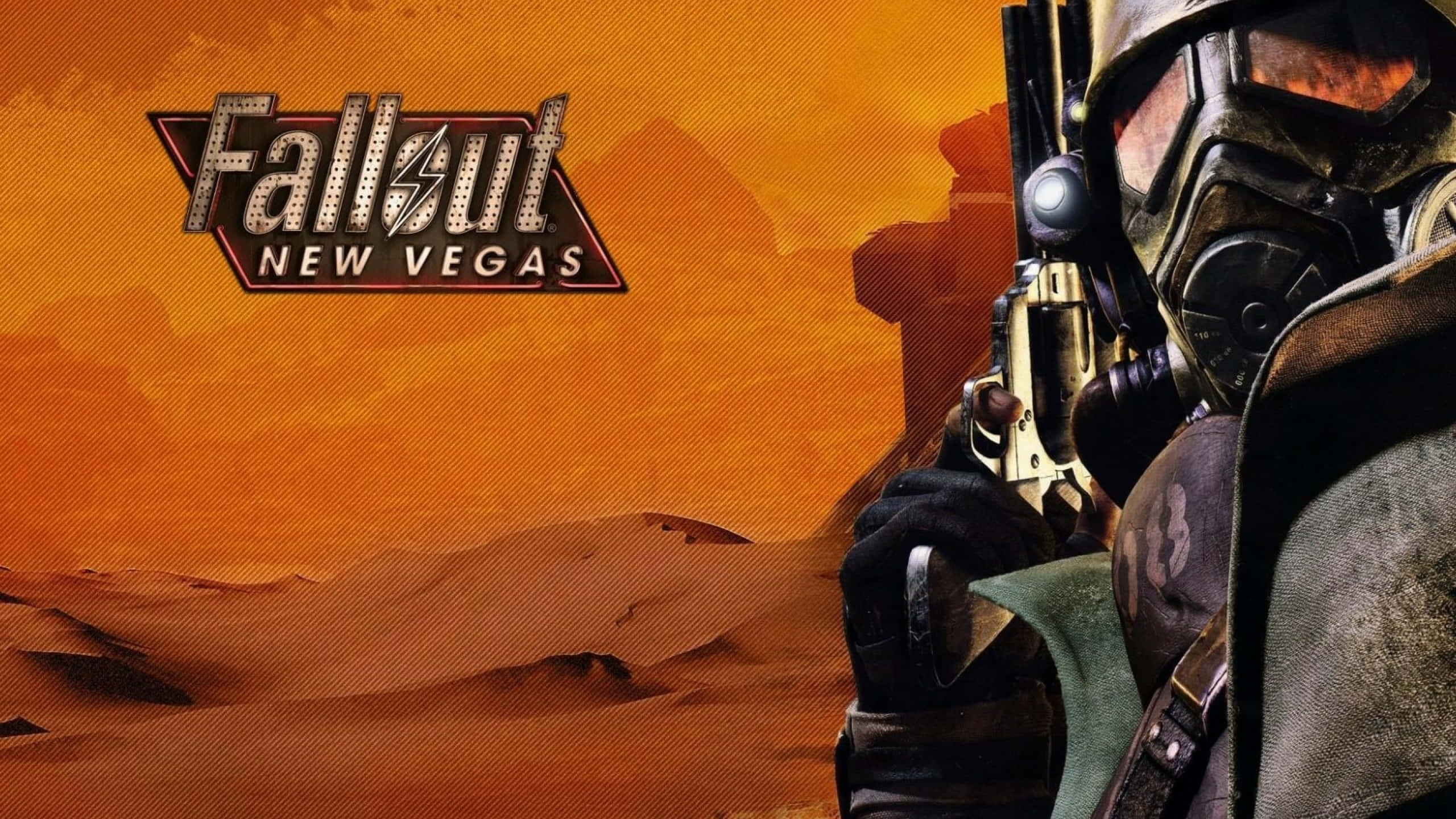 Fallout: New Vegas, gas mask, revolver, 2K Desktop Wallpaper