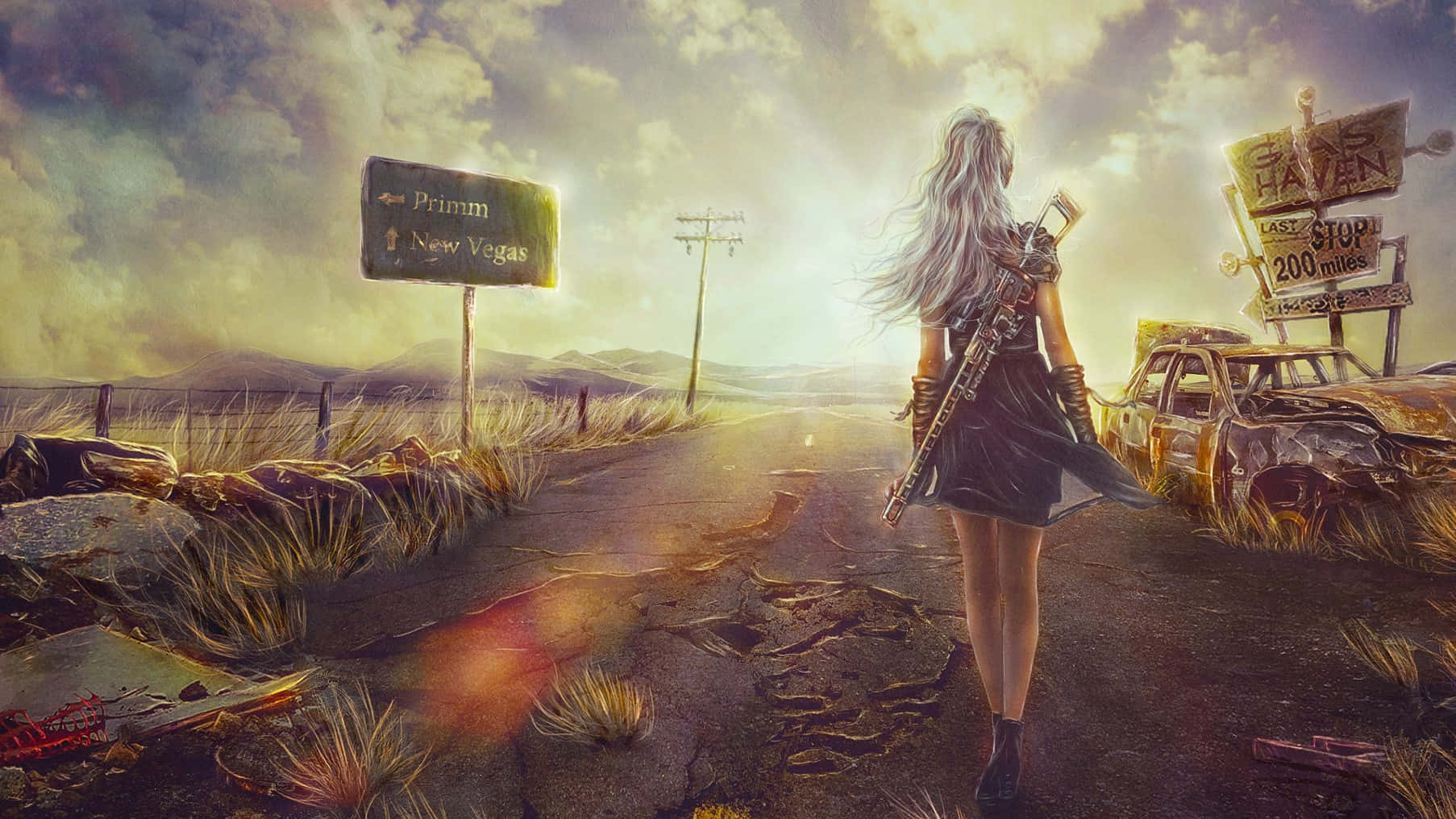 Fallout New Vegas, Vegas, silver-haired woman, HD Desktop Wallpaper
