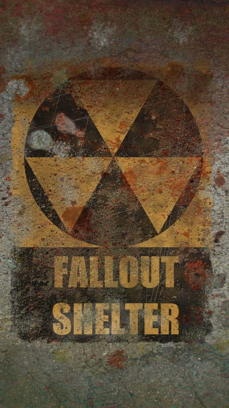Fallout Shelter, radioactive symbol, peeling yellow paint, HD Phone Wallpaper