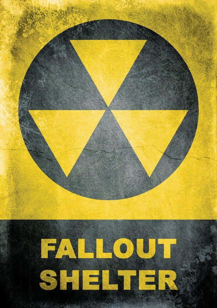 Fallout Shelter, yellow and black fallout shelter sign, bold text, SD Phone Wallpaper