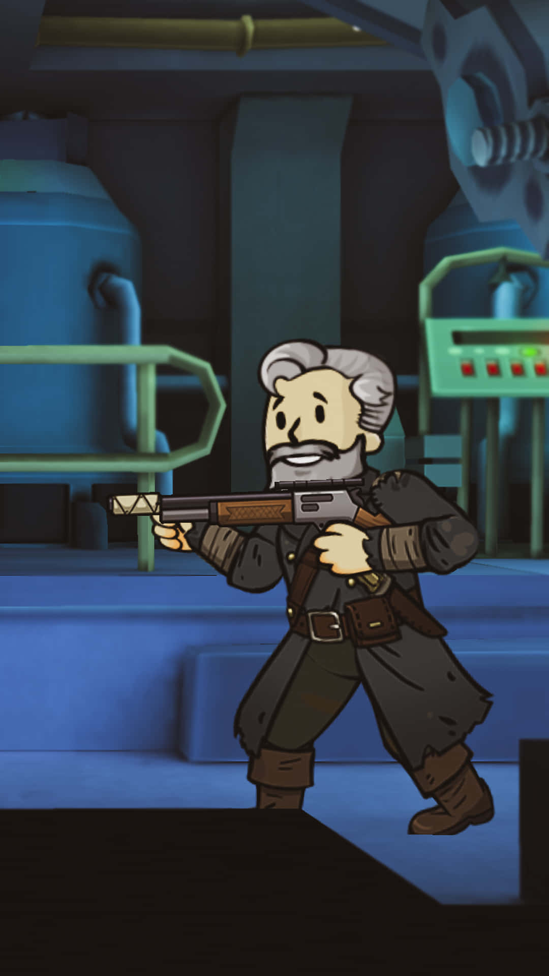 Fallout Shelter, cartoonish old man, gray beard, Full HD Phone Wallpaper