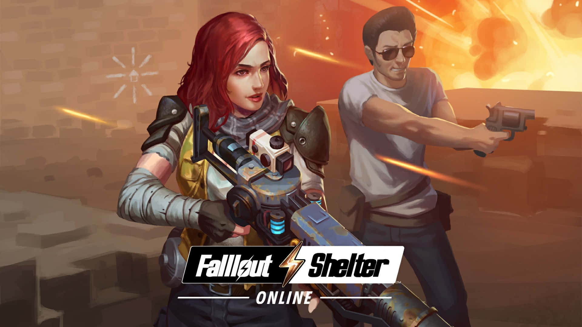 Fallout Shelter, post-apocalyptic setting, fiery explosions, Full HD Desktop Wallpaper