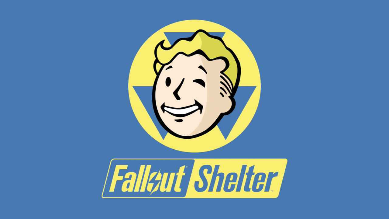 Fallout Shelter, yellow circle, blue background, HD Desktop Wallpaper