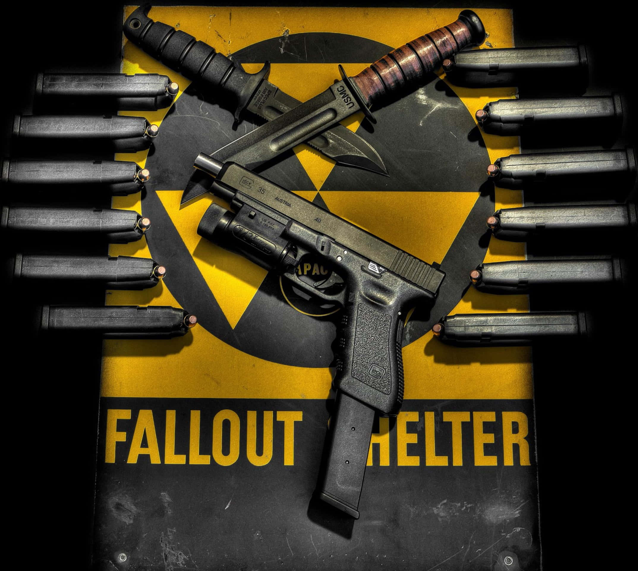 Fallout Shelter, handgun, knives, Full HD Desktop Wallpaper