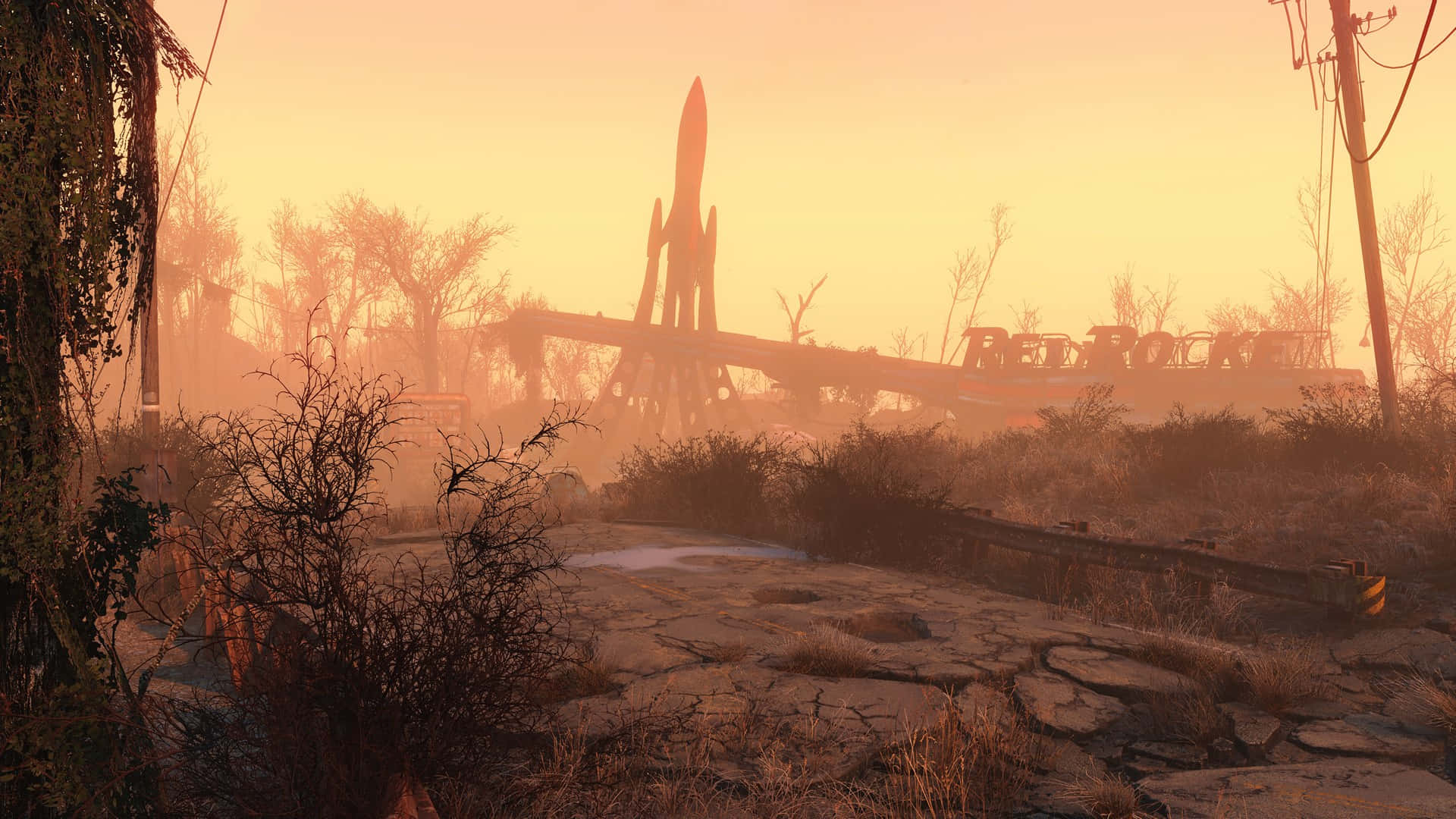 Fallout 4, wasteland, rusted rocket, Full HD Desktop Wallpaper