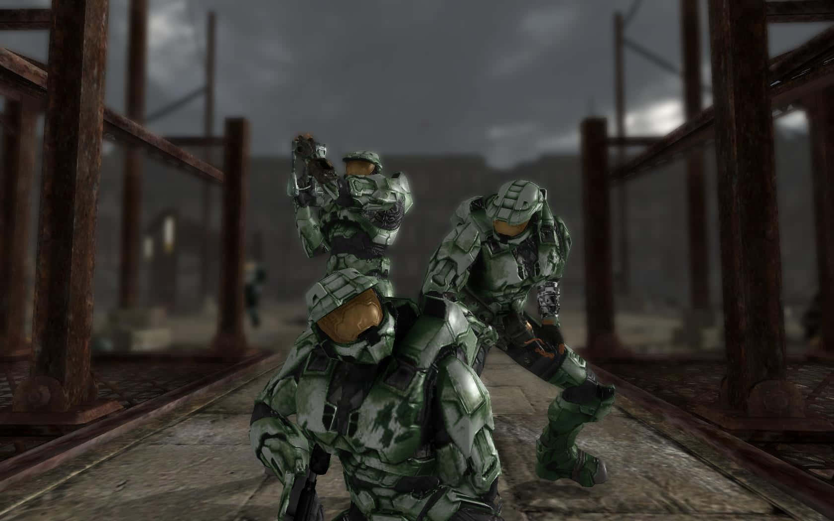 Fallout, green combat gear, weathered wooden bridge, HD Desktop Wallpaper