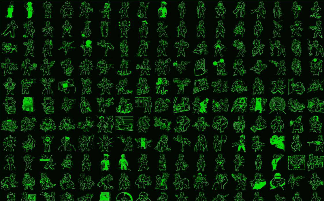 neon green, Fallout, black background, SD Desktop Wallpaper
