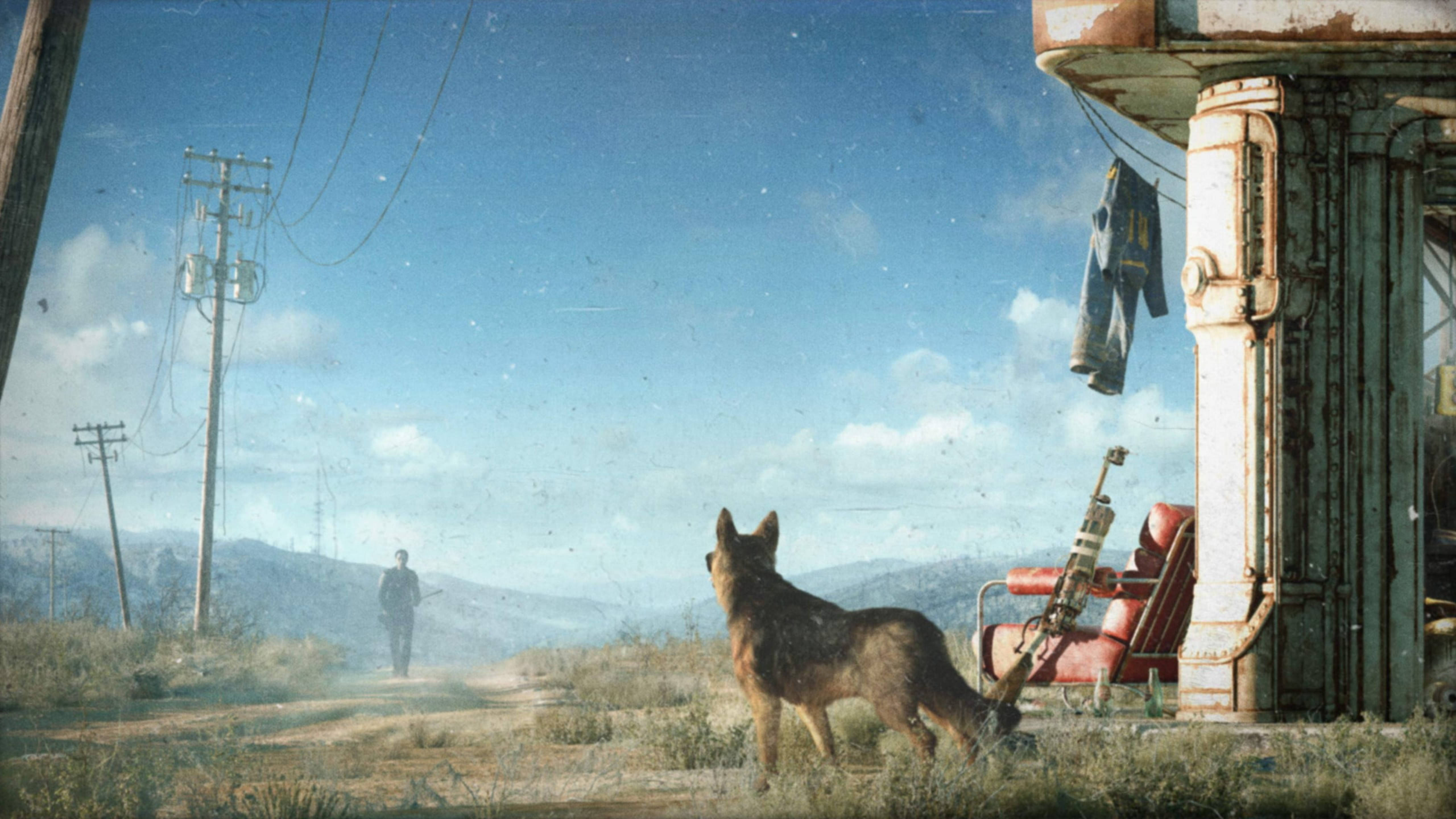 Fallout 4, dog, rusted gas station, 5K Desktop Wallpaper