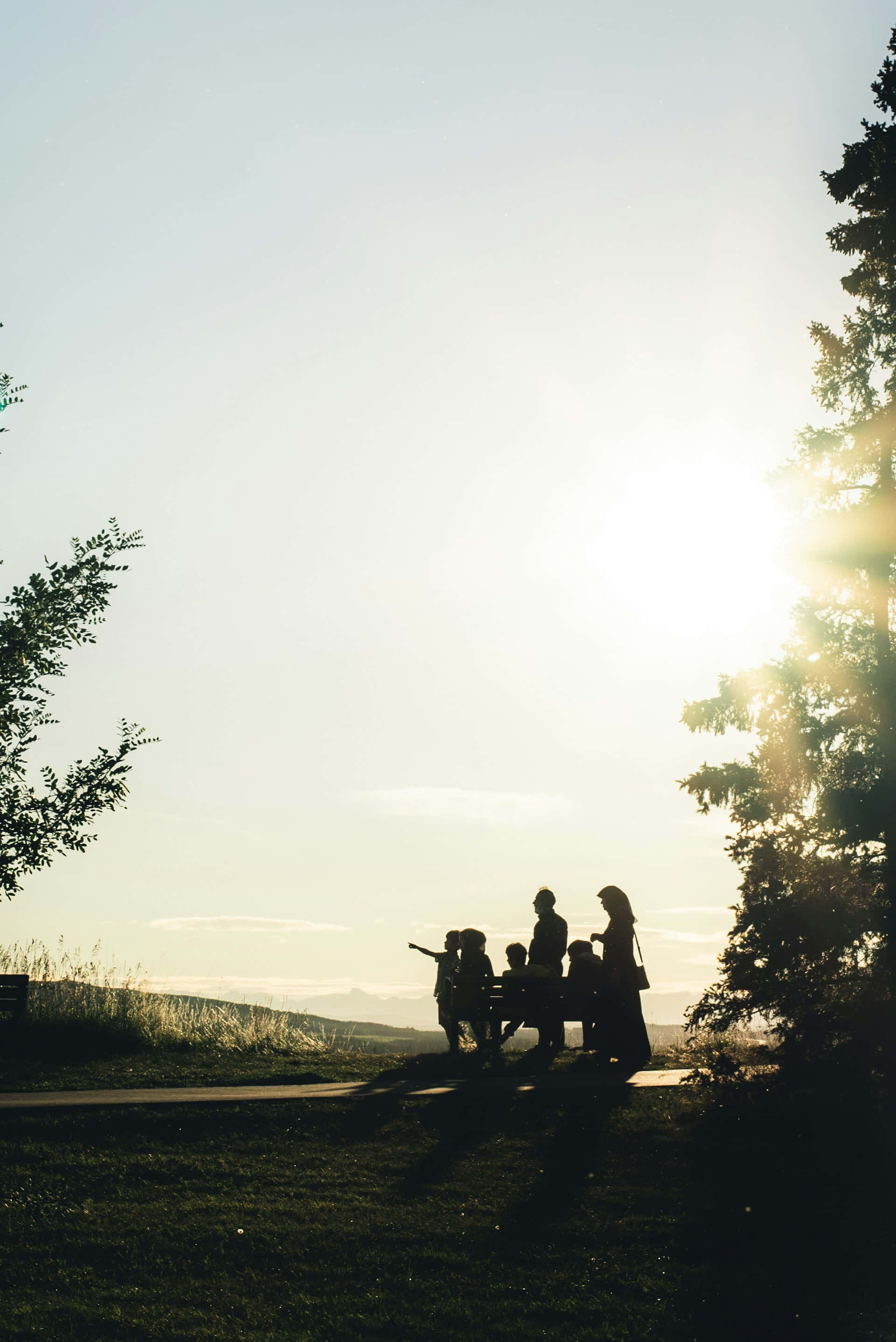 Family Aesthetic, sunset, silhouette, 2K Phone Wallpaper