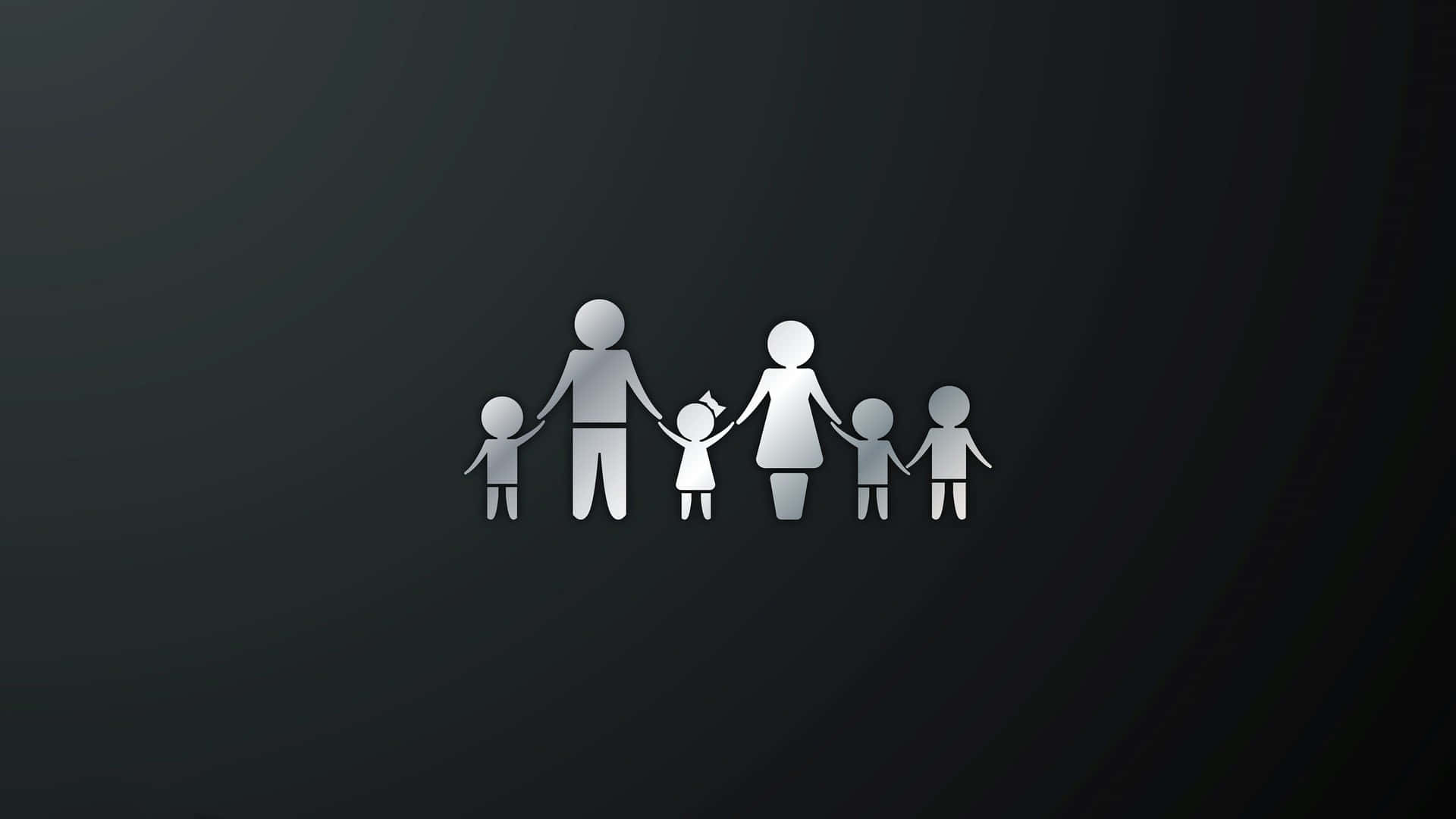 family silhouette, silver, dark gradient background, Full HD Desktop Wallpaper