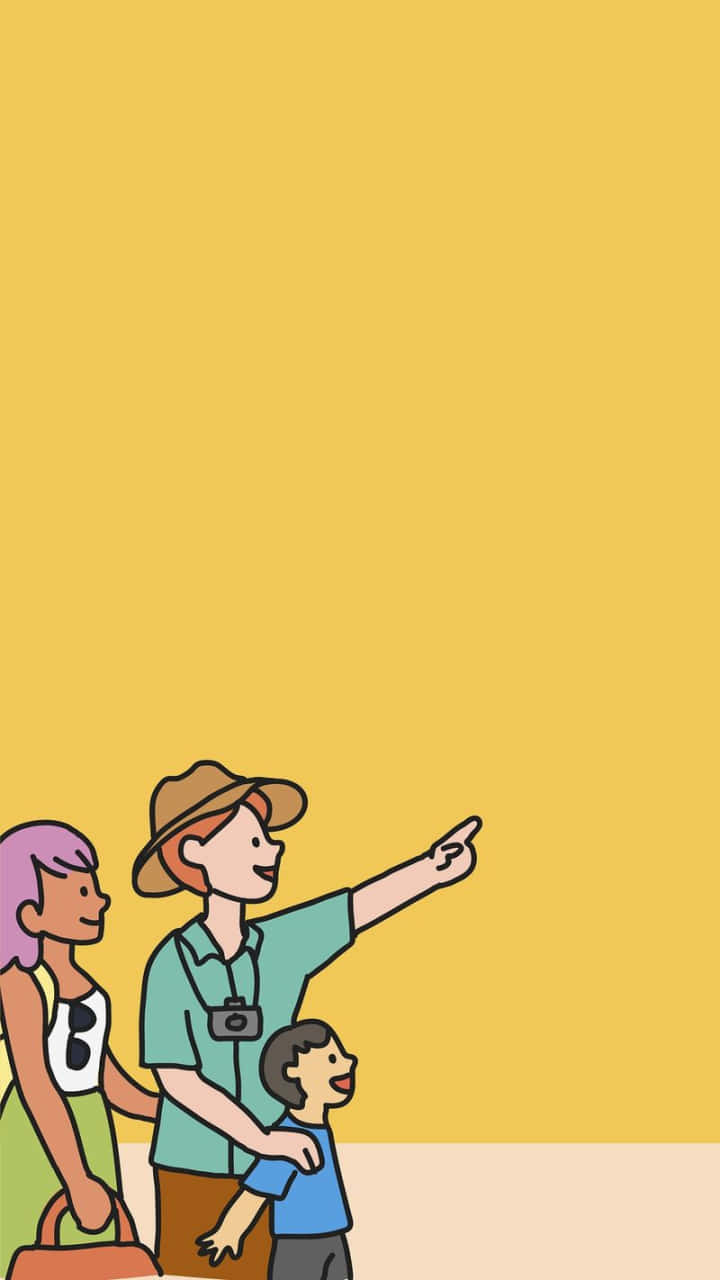 Family Adventure Illustration, cartoon travelers, camera, HD Phone Wallpaper