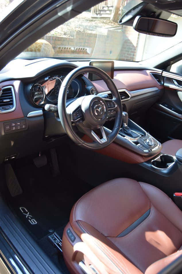 Family Car, brown leather seats, black dashboard, SD Phone Wallpaper