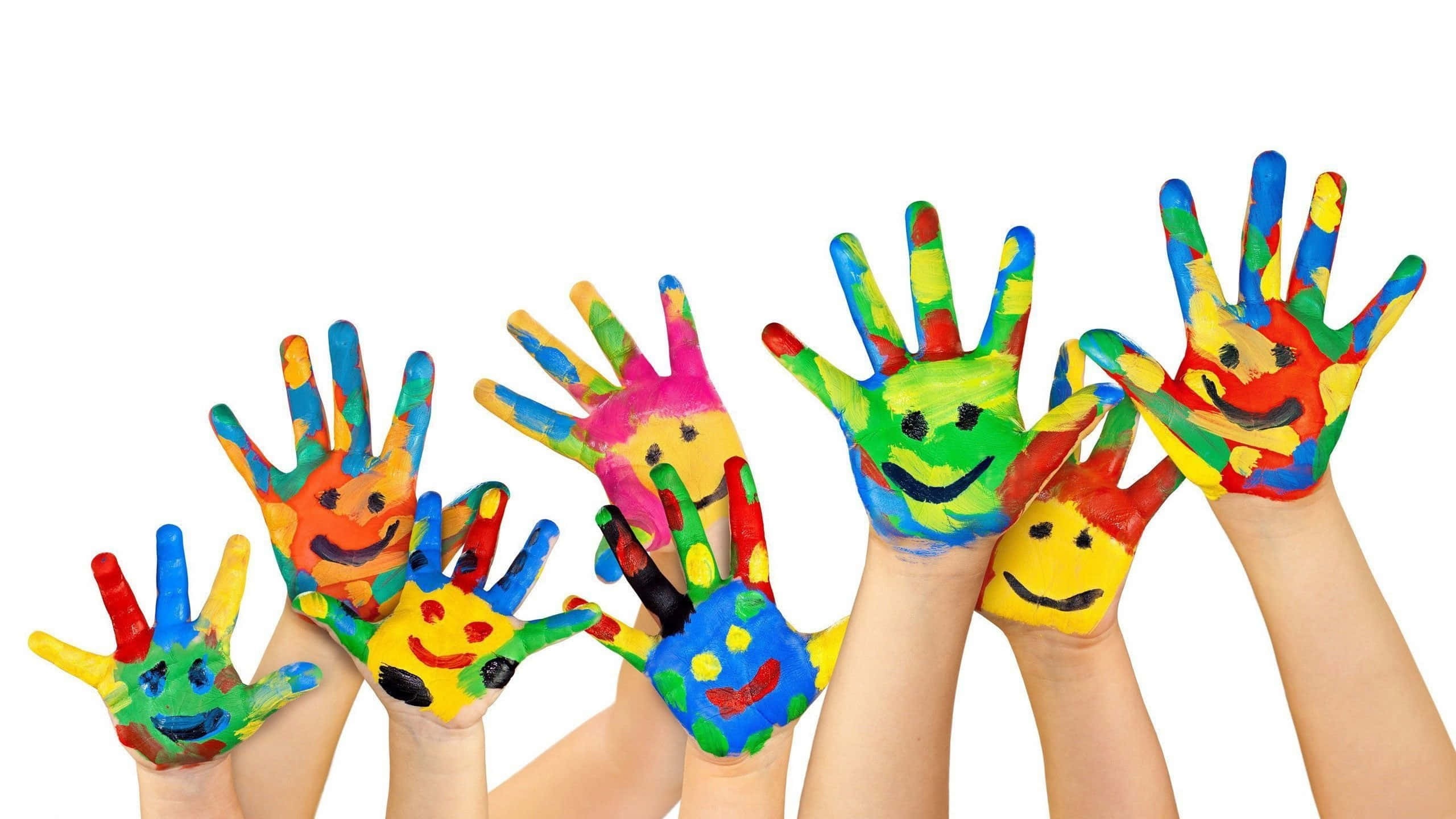 Colorful Painted Hands, Family Day, rainbow colors, 2K Desktop Wallpaper