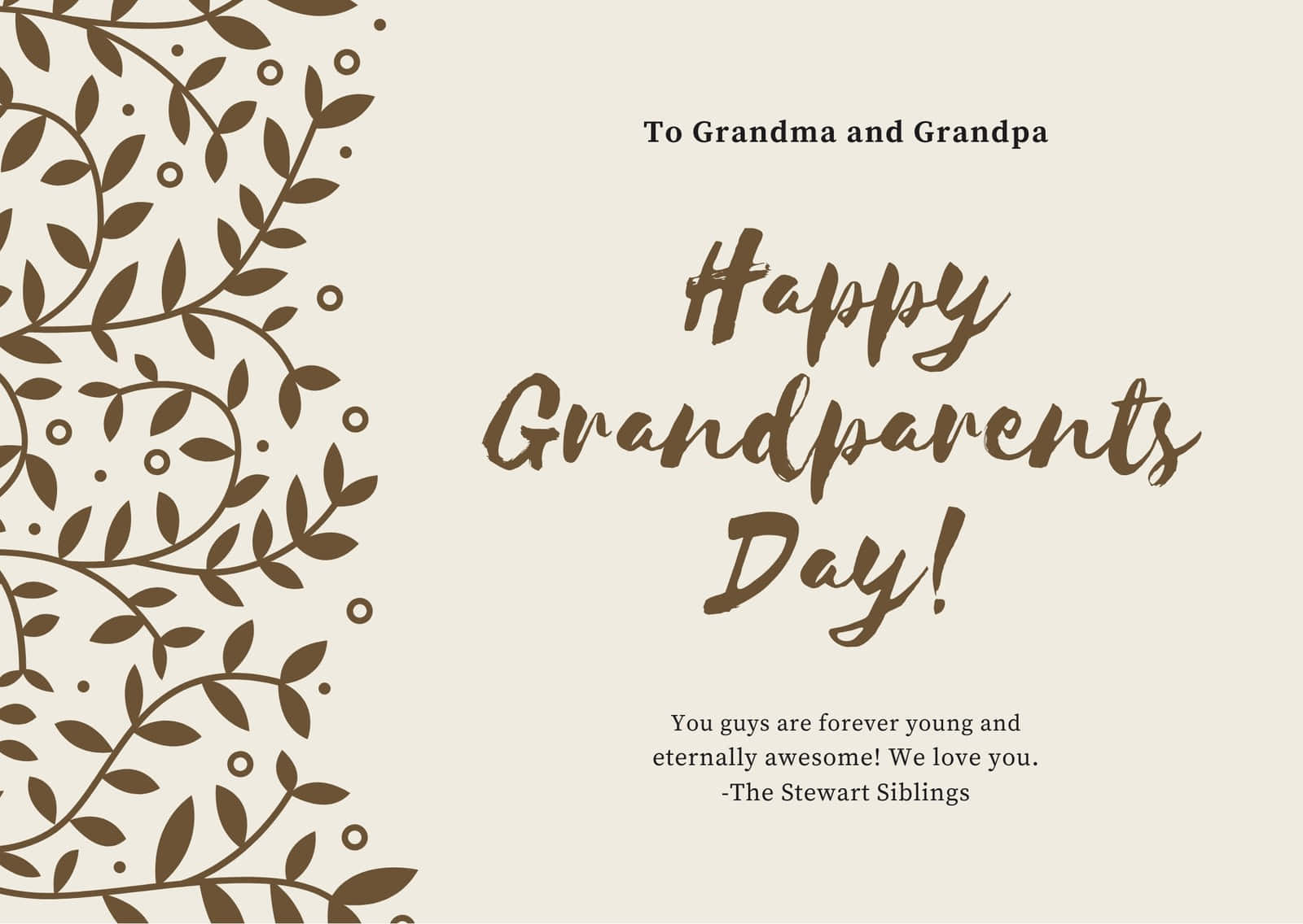 Grandparents Day, beige card, brown leafy vines, HD Desktop Wallpaper