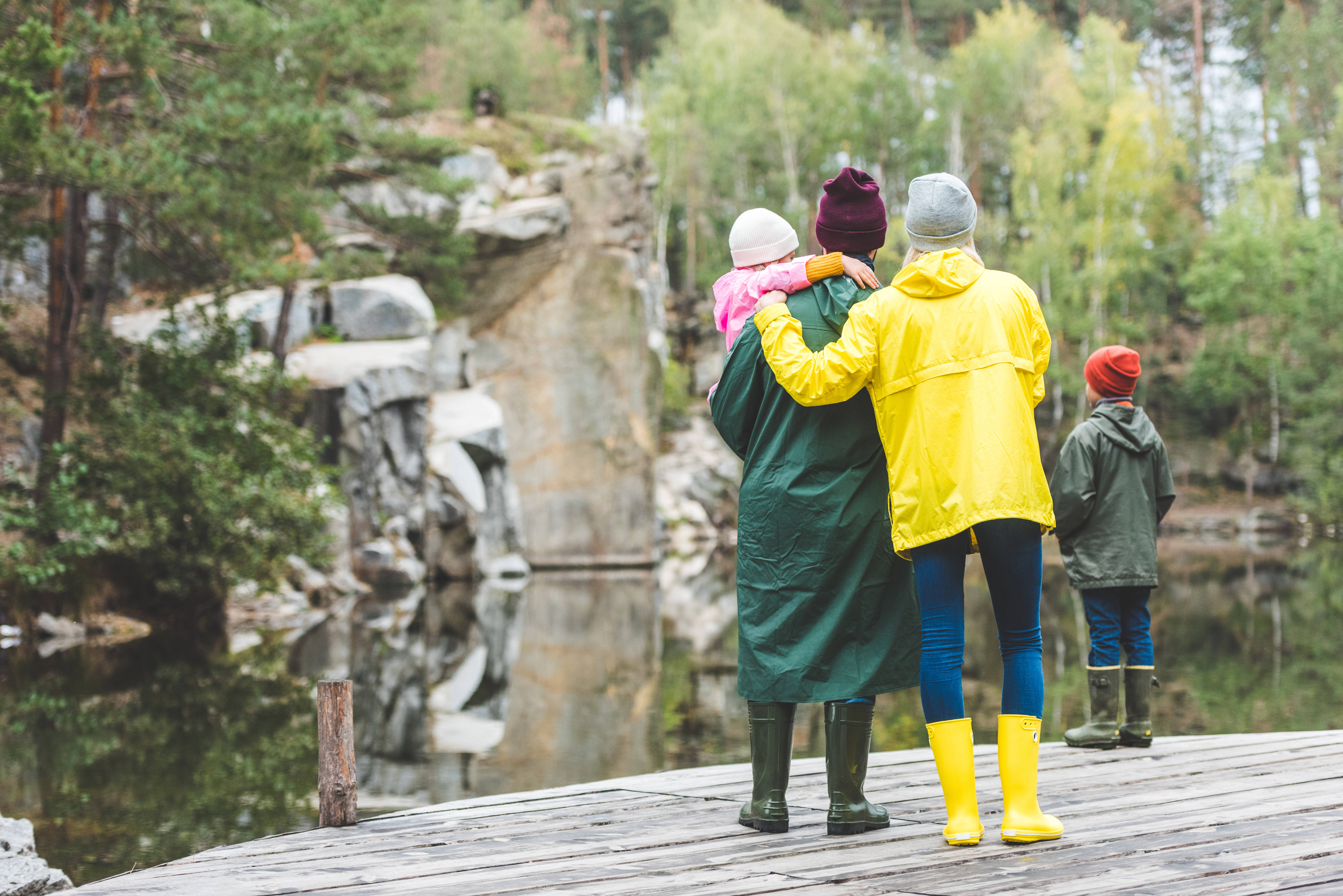 family, raincoats, boots, 5K Desktop Wallpaper