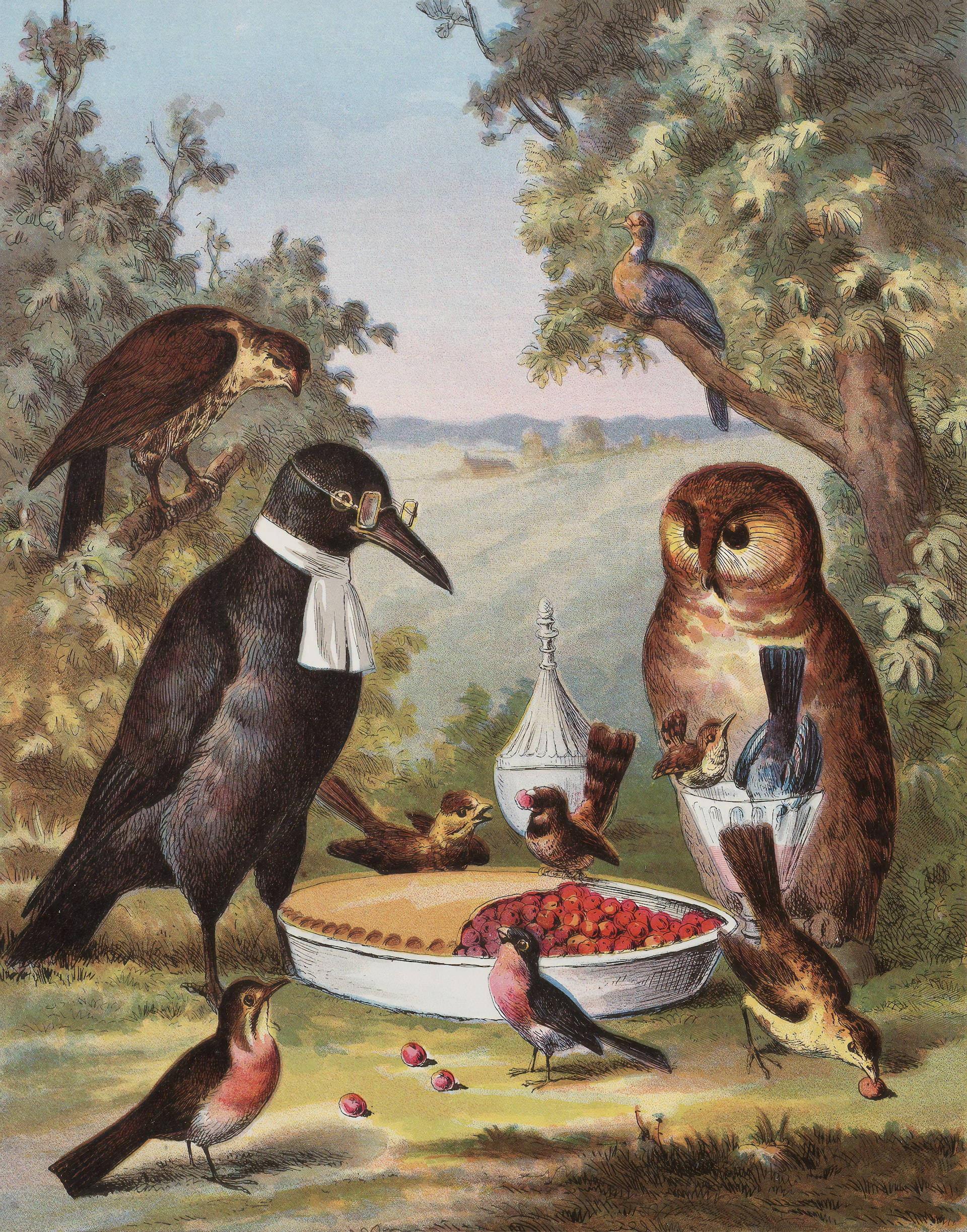 Famous Paintings iPhone, cute birds, pastoral scene, Full HD Phone Wallpaper
