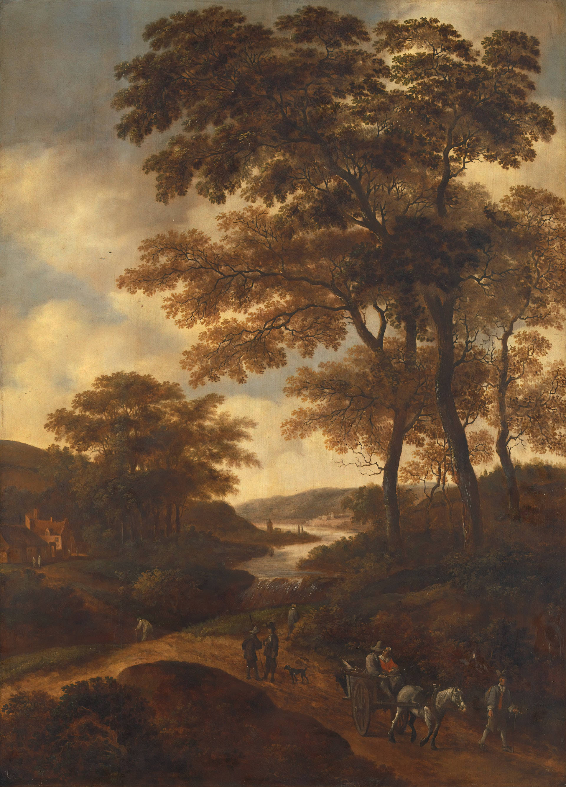 18th-century, pastoral scene, travelers, 2K Phone Wallpaper