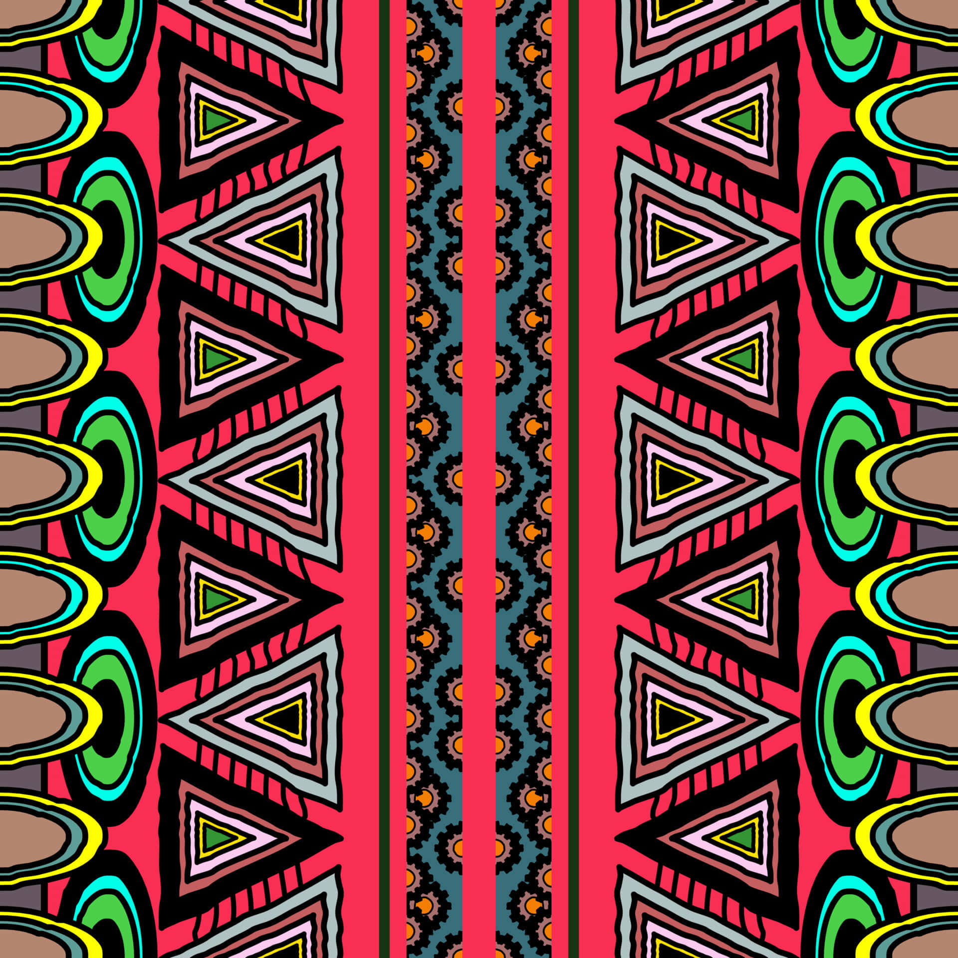 Fancy, colorful tribal pattern, geometric, Full HD Desktop Wallpaper