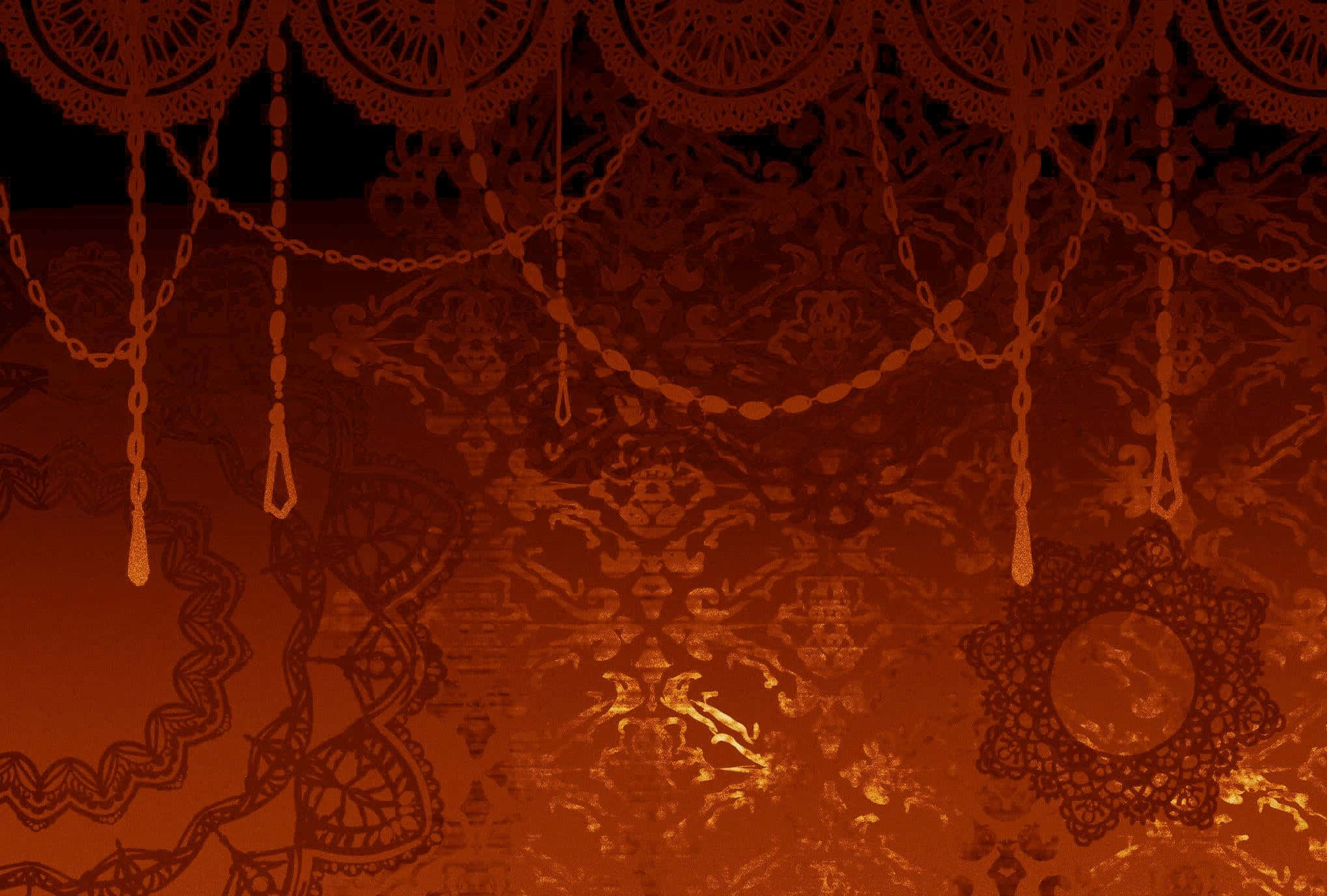 dark orange, intricate lace patterns, hanging chains, Full HD Desktop Wallpaper