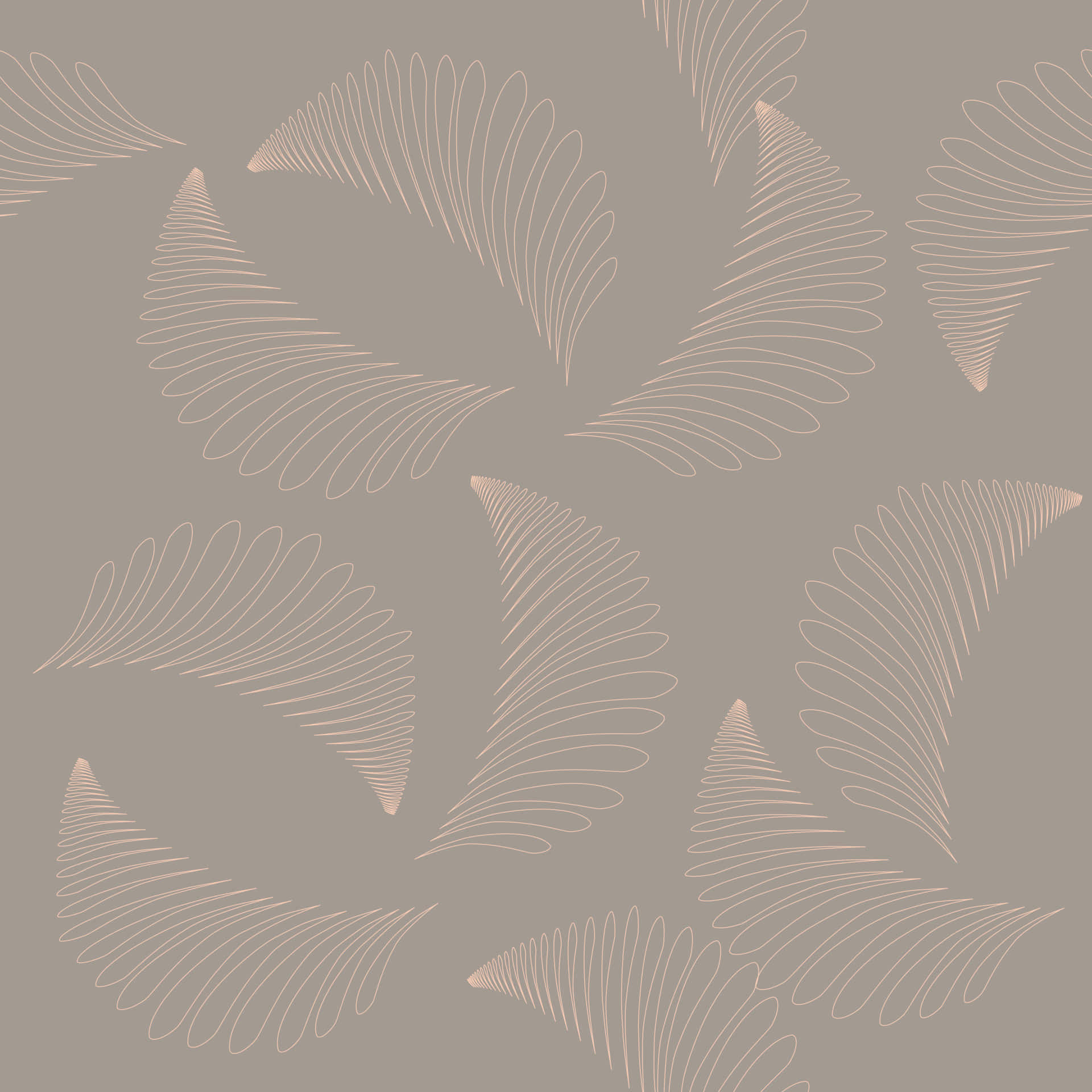 beige line-art fern patterns, muted taupe background, abstract wallpaper, Full HD Desktop Wallpaper