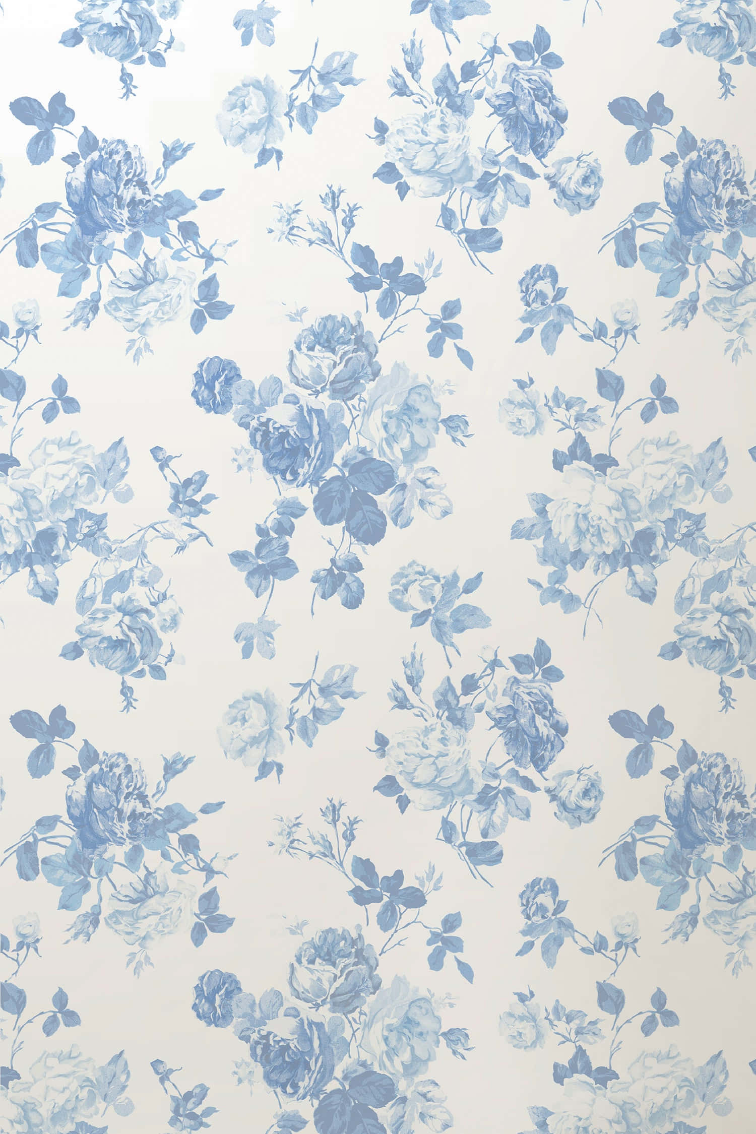 Fancy, blue floral, soft watercolor roses, Full HD Phone Wallpaper