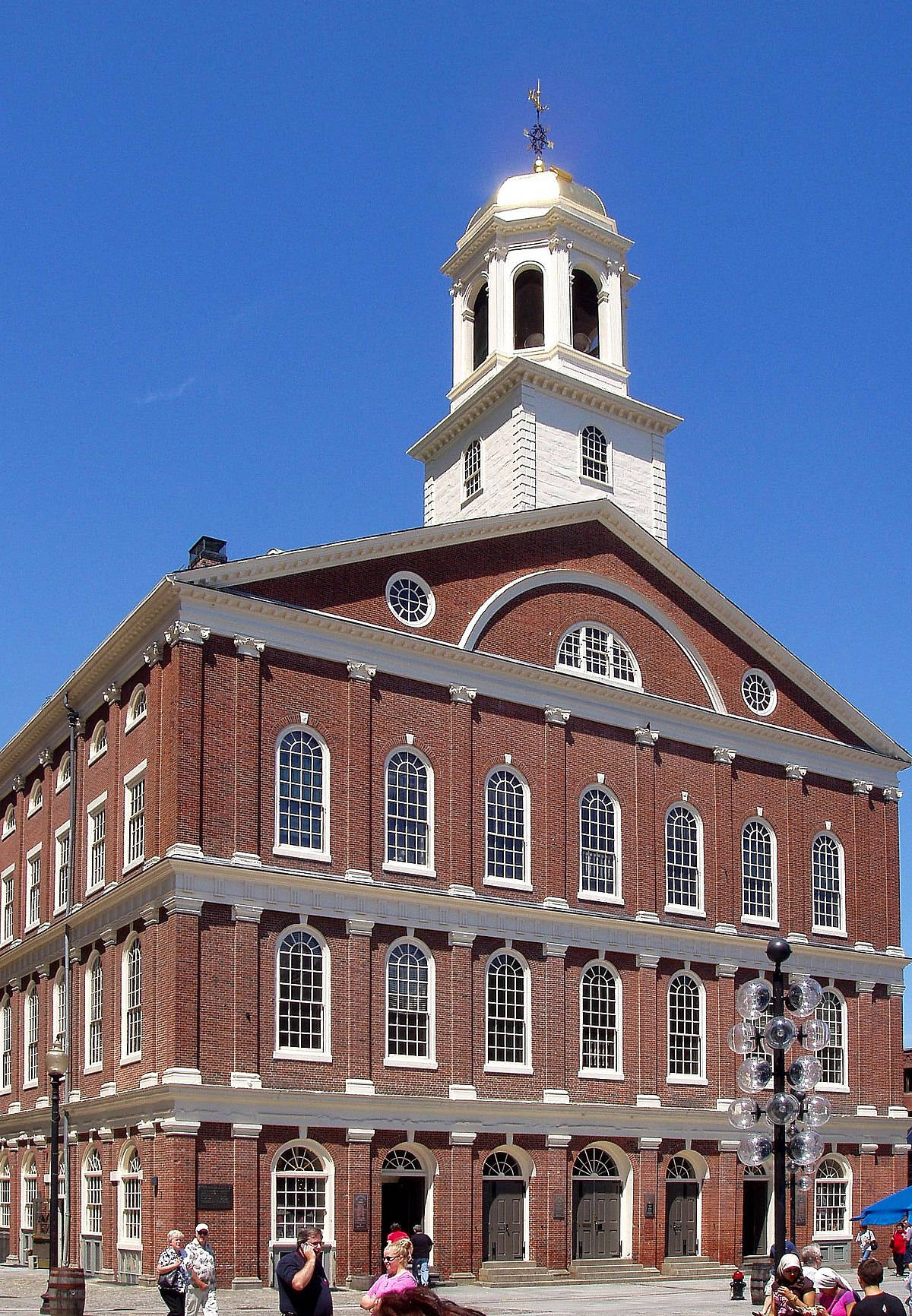 Faneuil Hall, blue sky, red brick colonial building, HD Phone Wallpaper