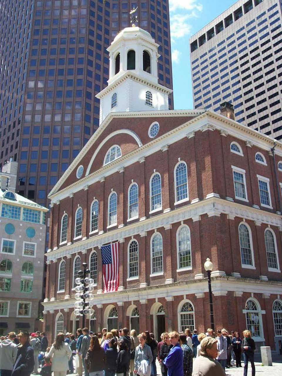 Faneuil Hall, red brick, white trim, HD Phone Wallpaper